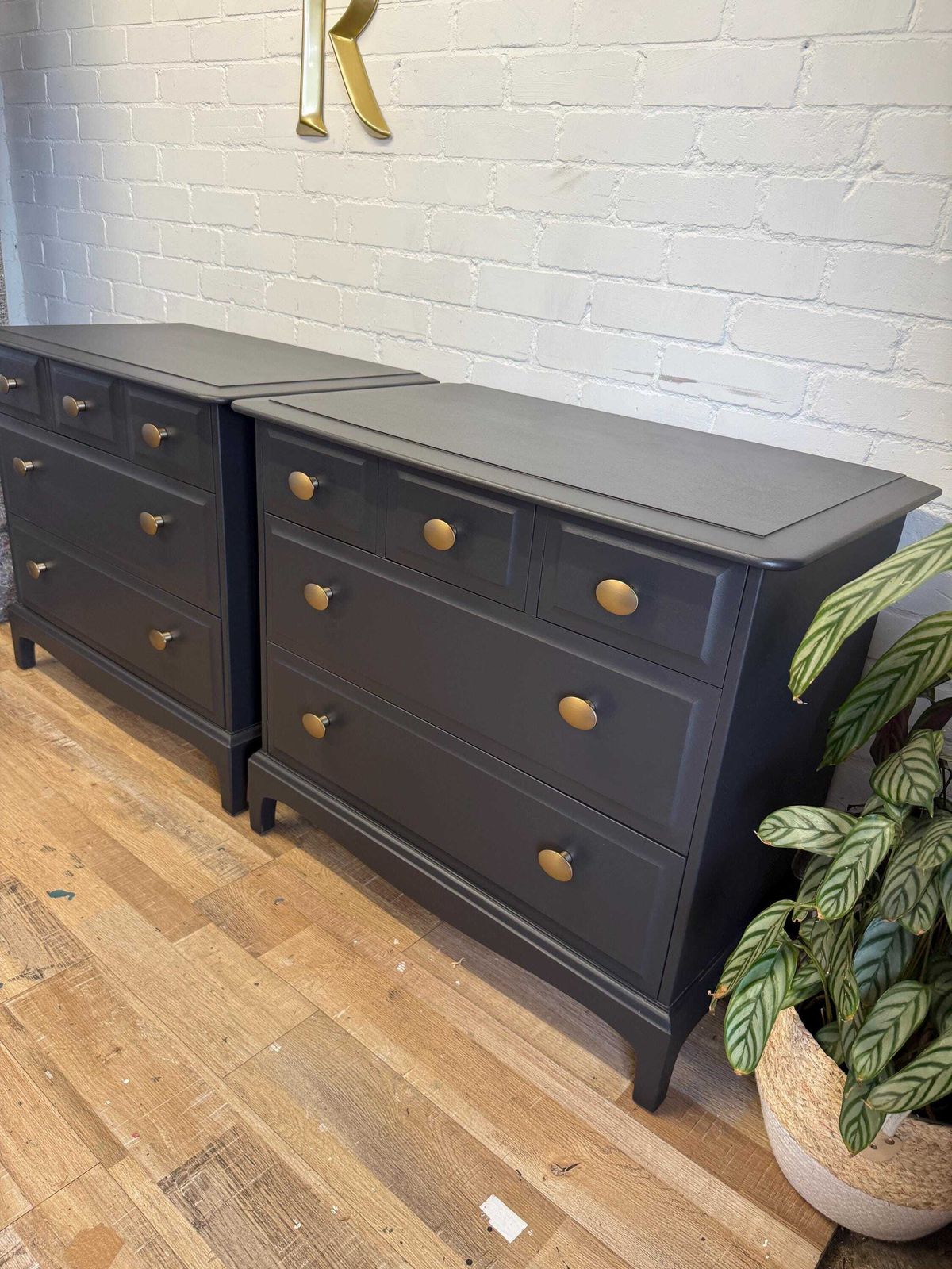 Stag Minstrel Black 3 Over 2 Chest Of Drawers / Bedsides Painted Black photo 990.0