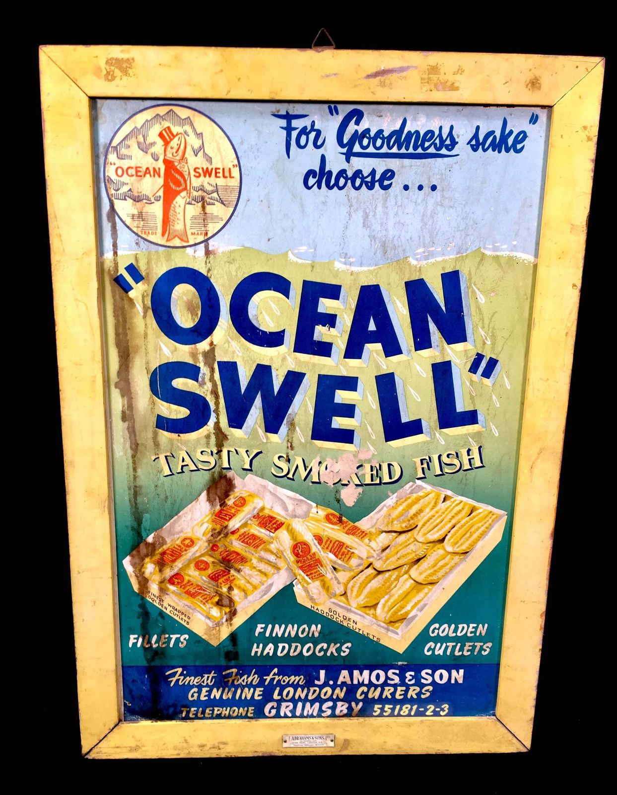 Antique Advertising   Wall Hanging Ocean Swell Grimsby Showcard Sign Poster photo 189.0