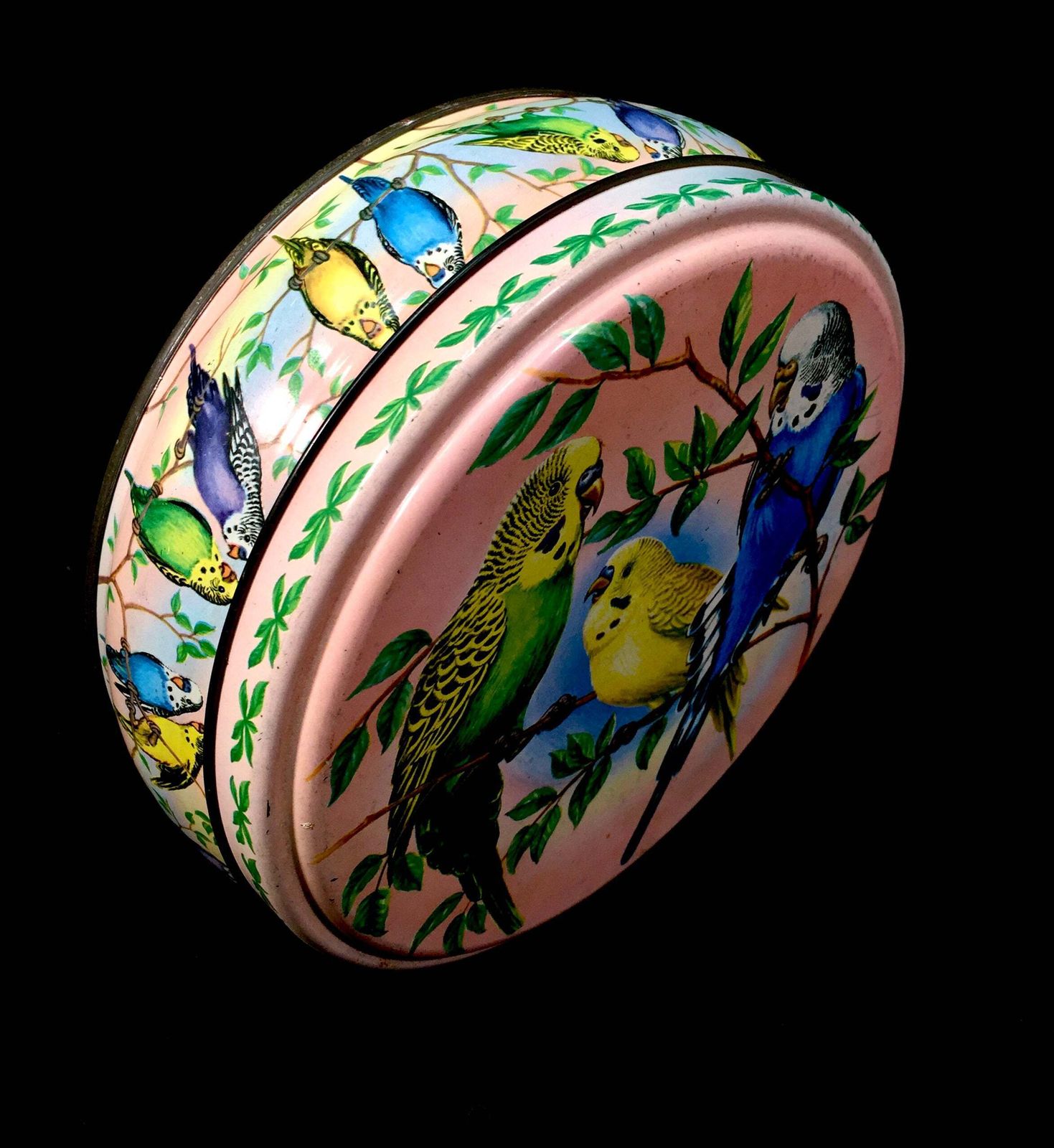 Antique Advertising   Peek Frean & Co Budgie Collectors Biscuit Tin Birds C.1950 photo Home Decor
