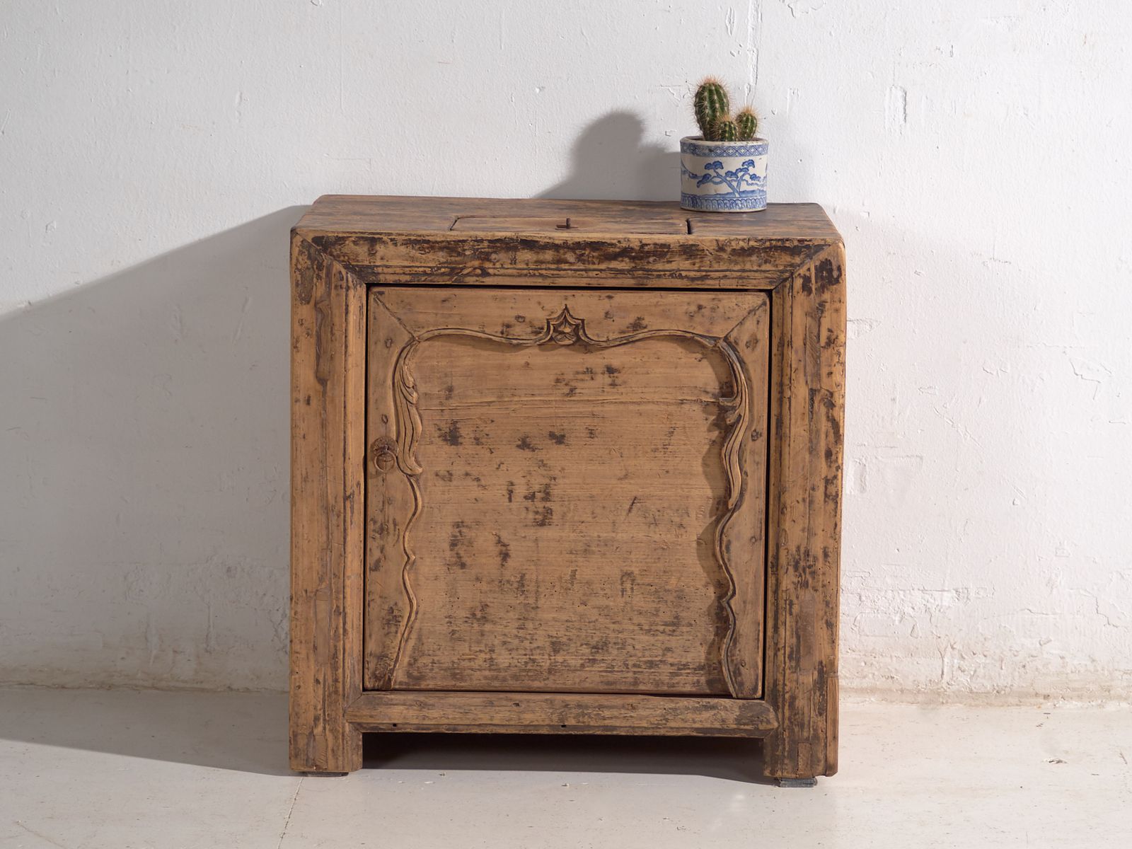 Shanxi Low Cabinet In Elm With Carved Door – China, Circa 1930 photo furniture