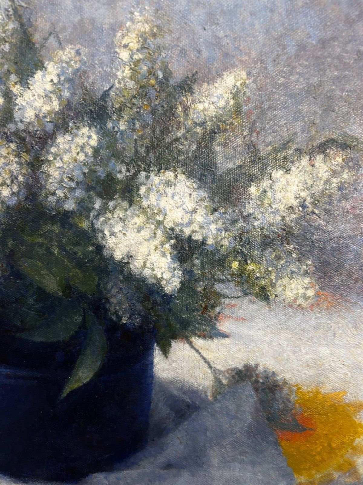 photo furniture Oil On Canvas Still Life Lilac Spring Flowers Decorative Signed And Framed 1980