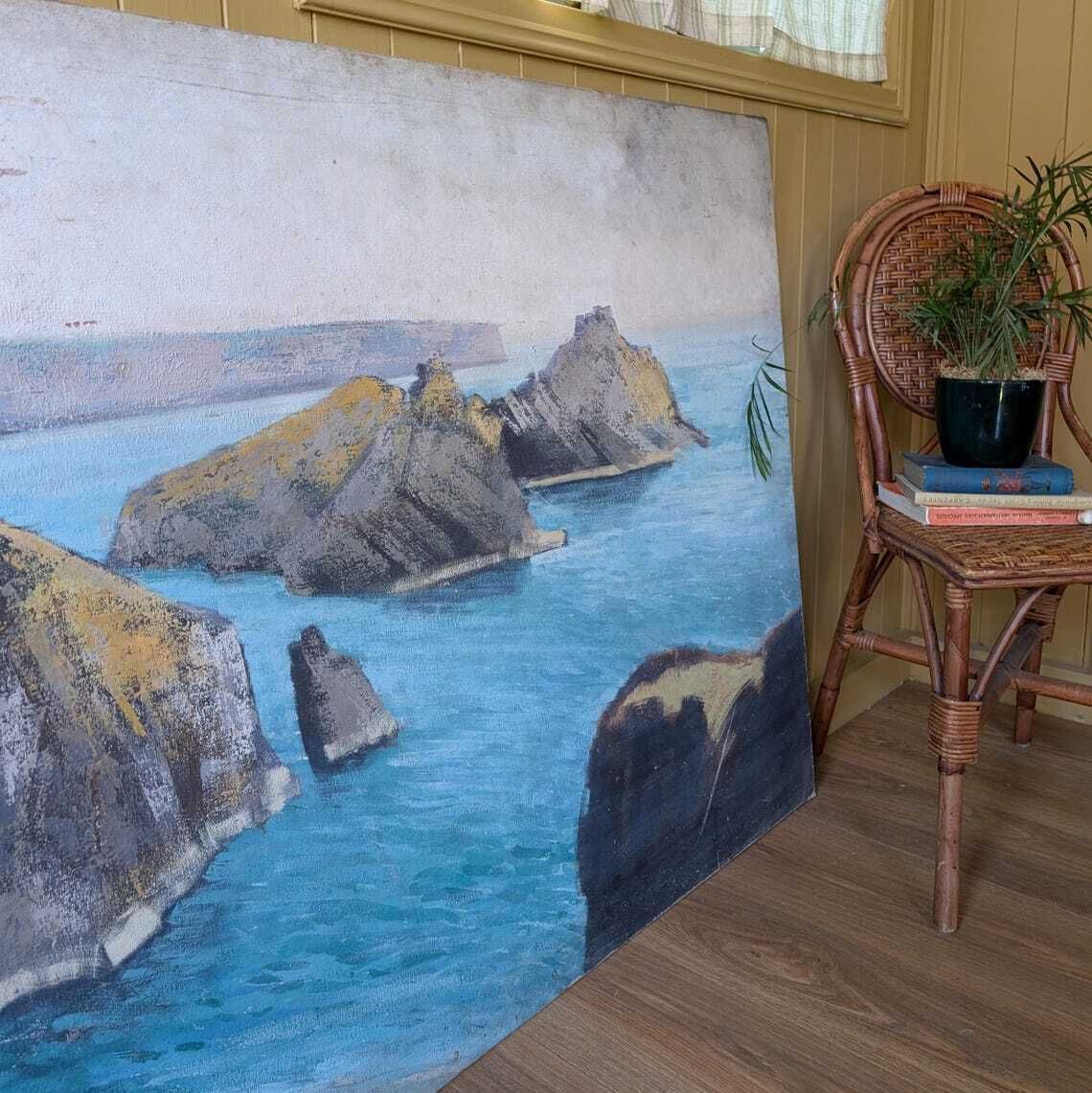 Large Vintage Oil Painting Of Kynance Cove Cornwall. photo buy