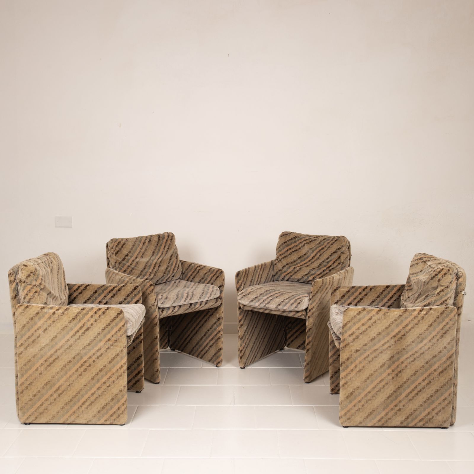 Set Of 4 Salpol Armchairs By Angelo Mazzola In Collaboration With Missoni photo furniture