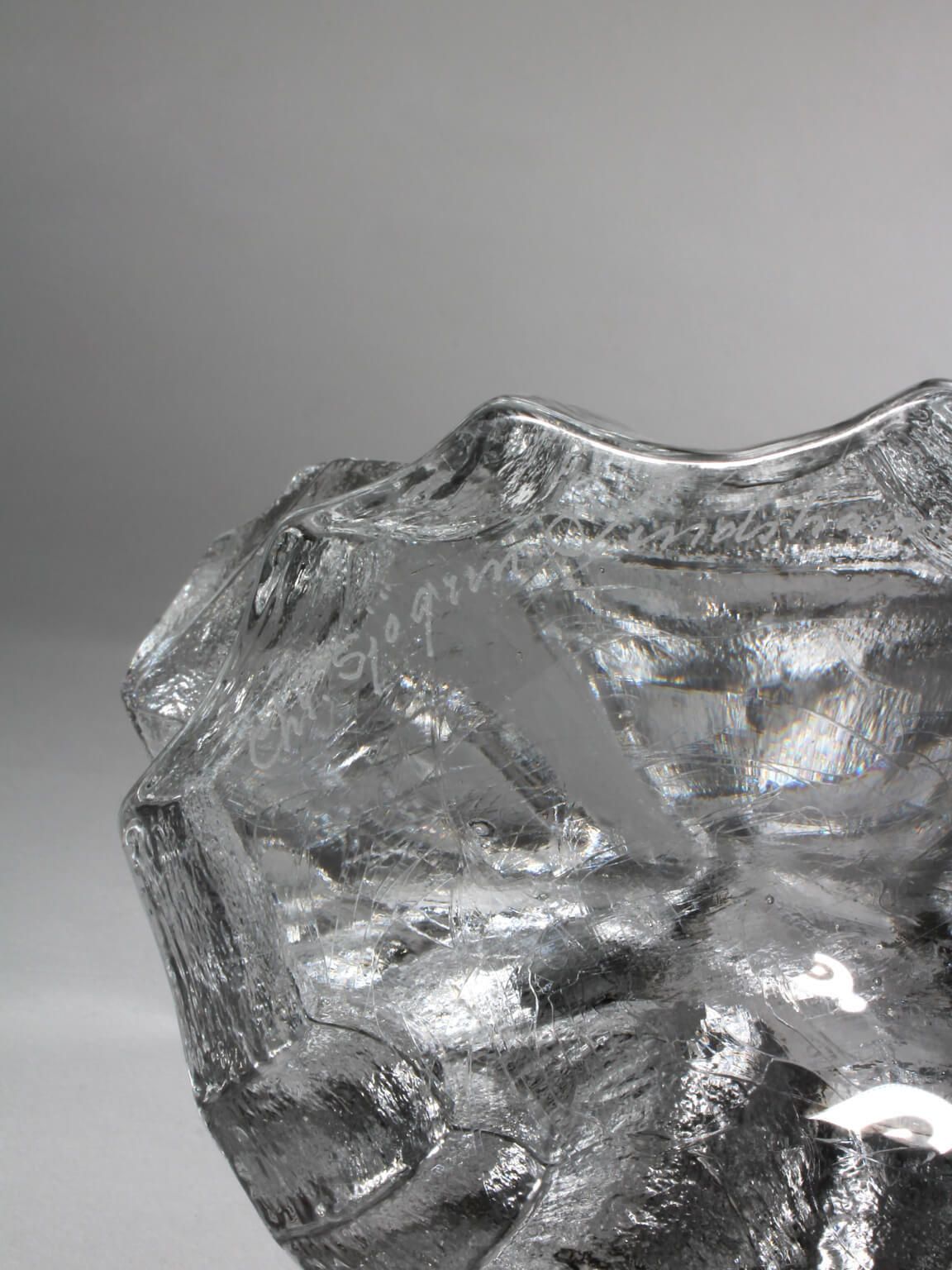 Christer Sjögren Brutalist Crystal Candle Holder, 1960s, Signed photo Home Decor