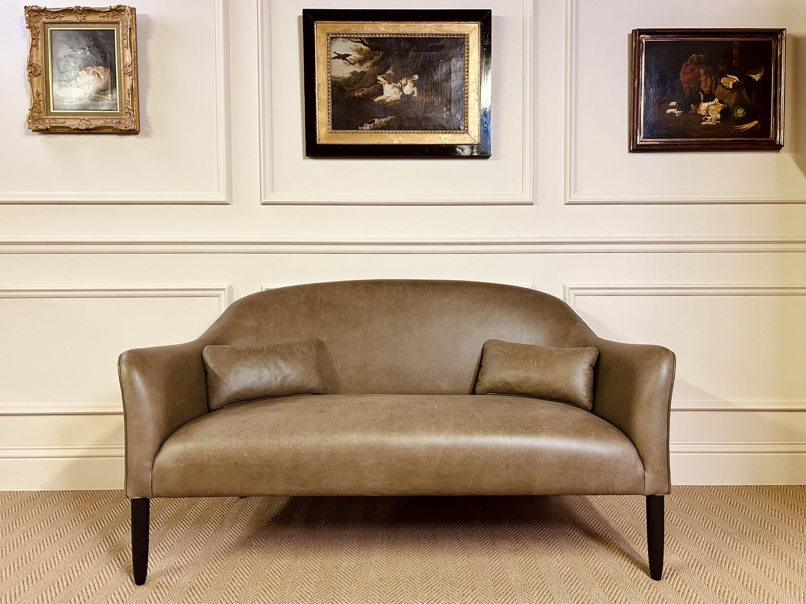 James Uk Newington Two Seater Sofa In Taupe Leather Amazing Quality Trade £2401
