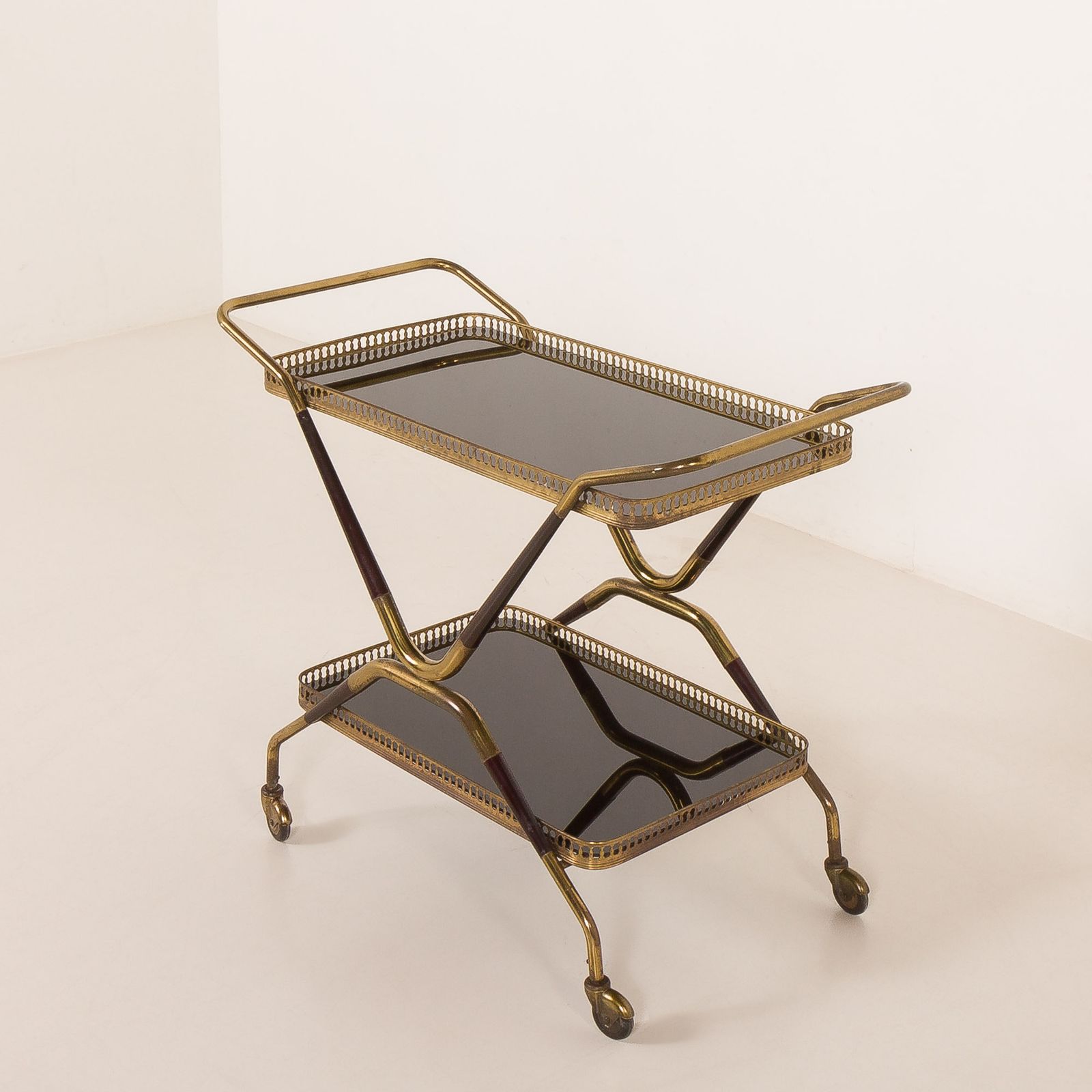 Italian Mid Century Brass Bar Cart, Serving Trolley, 1960s photo furniture