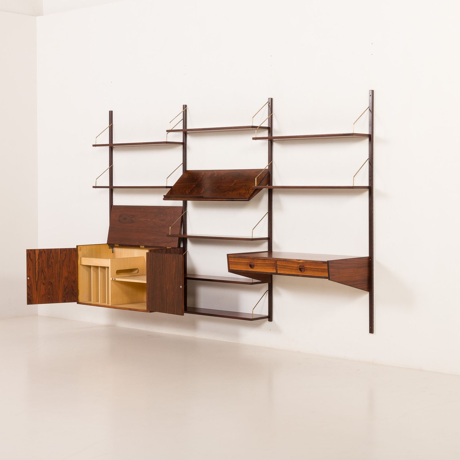 Hansen And Guldborg Rosewood Wall Unit With A Desk, Denmark 1960s photo buy