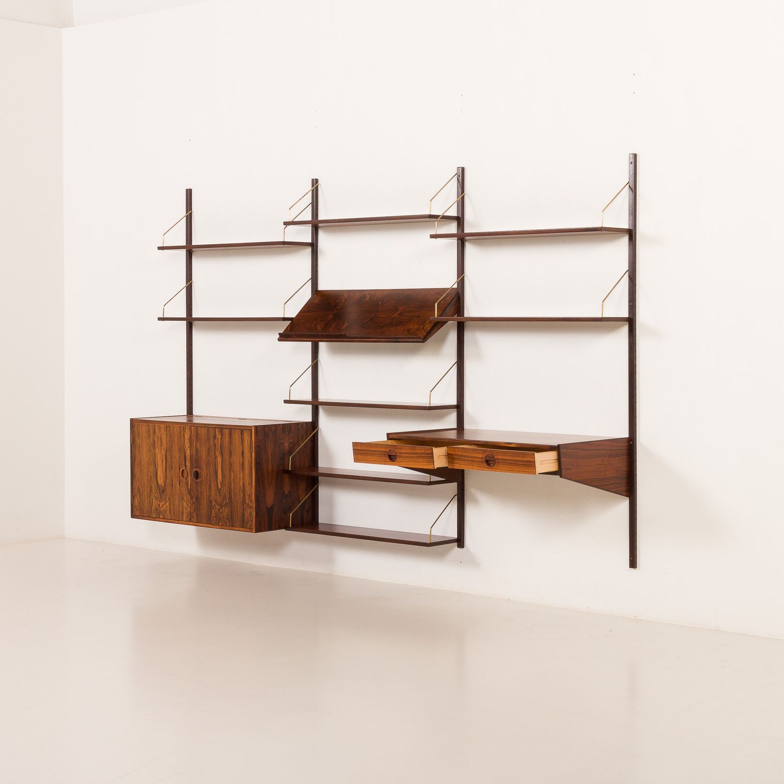 Hansen And Guldborg Rosewood Wall Unit With A Desk, Denmark 1960s photo vintage