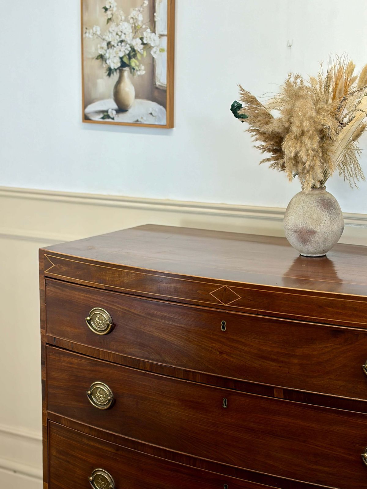 Antique Country Regency Bow Fronted Chest Of Drawers photo furniture