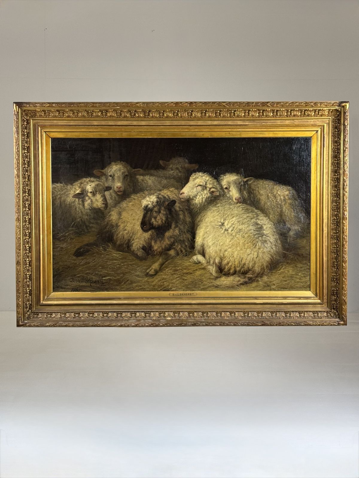 photo furniture Painting Of Sheep In The Stable By D. Van Lokhorst, 19th Century