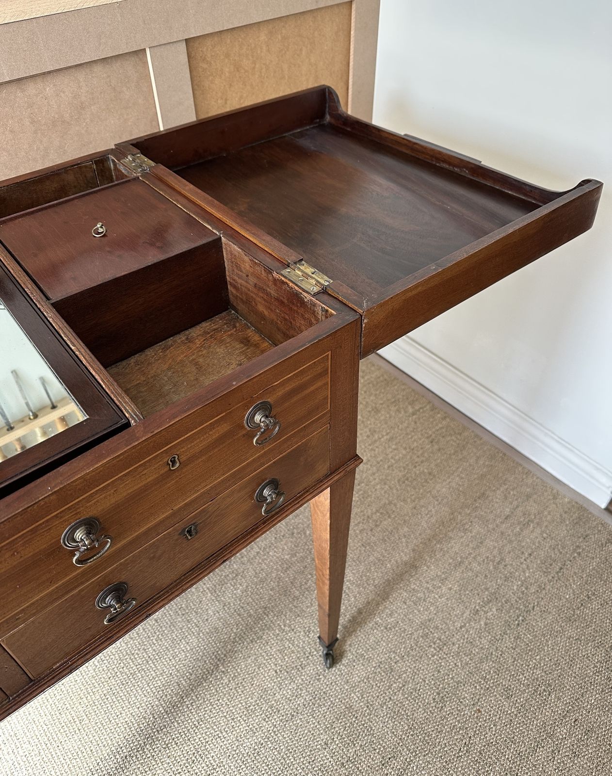 Late Georgian Mahogany Gentleman’s Dressing Table photo vintage