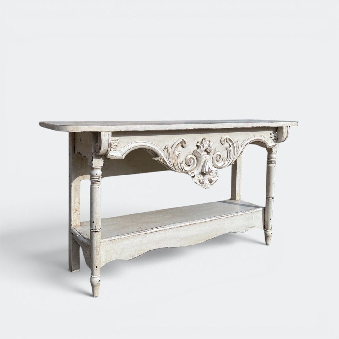 French Style Console | Reclaimed Armoire Wood & Antique Moulding photo buy