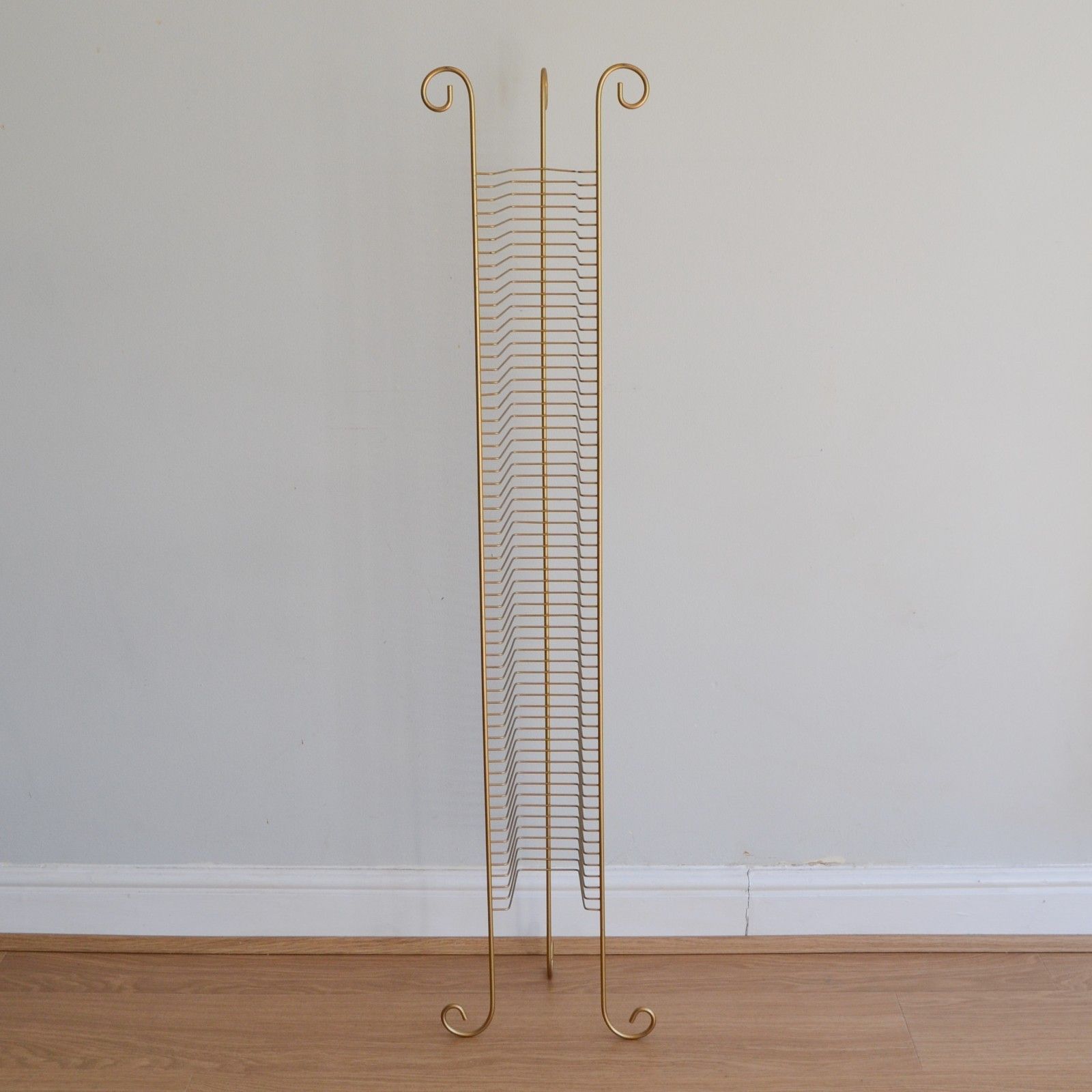 Vintage 1990s Cd Rack, Gold Wire Cd Tower, Swirl Wire Metal 60 Cds