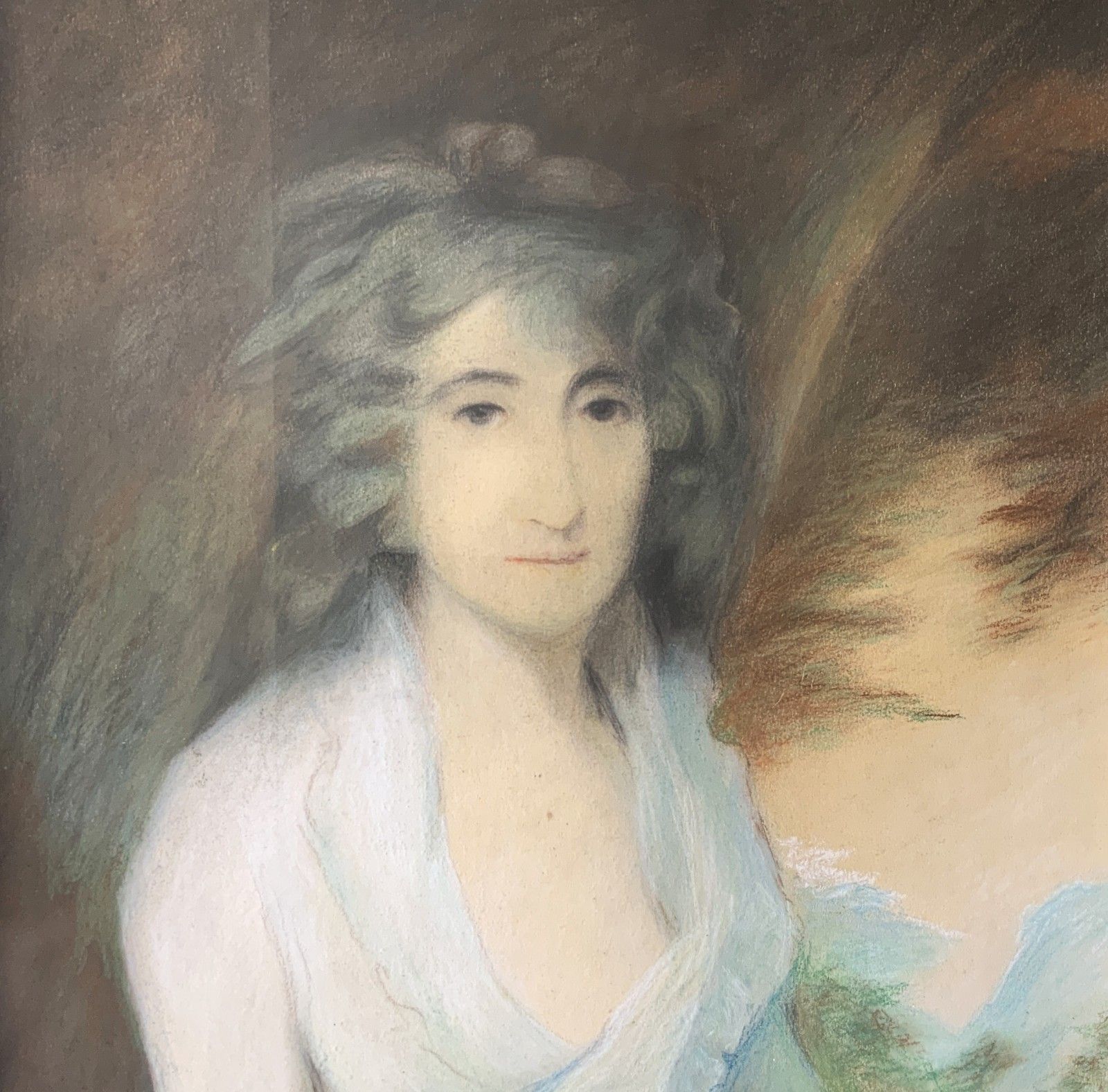 Antique Regency Portrait Painting Female Model Pastel & Gouache Circa 1830s photo for sale