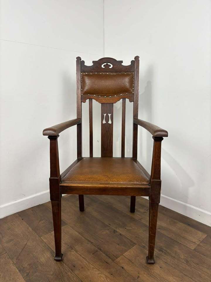 Art Nouveau Oak  Armchair, 1900s photo Furniture