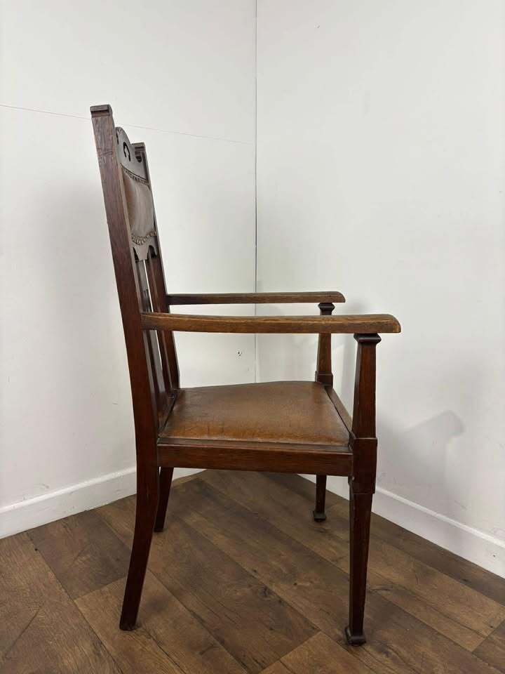 Art Nouveau Oak  Armchair, 1900s photo 279.0