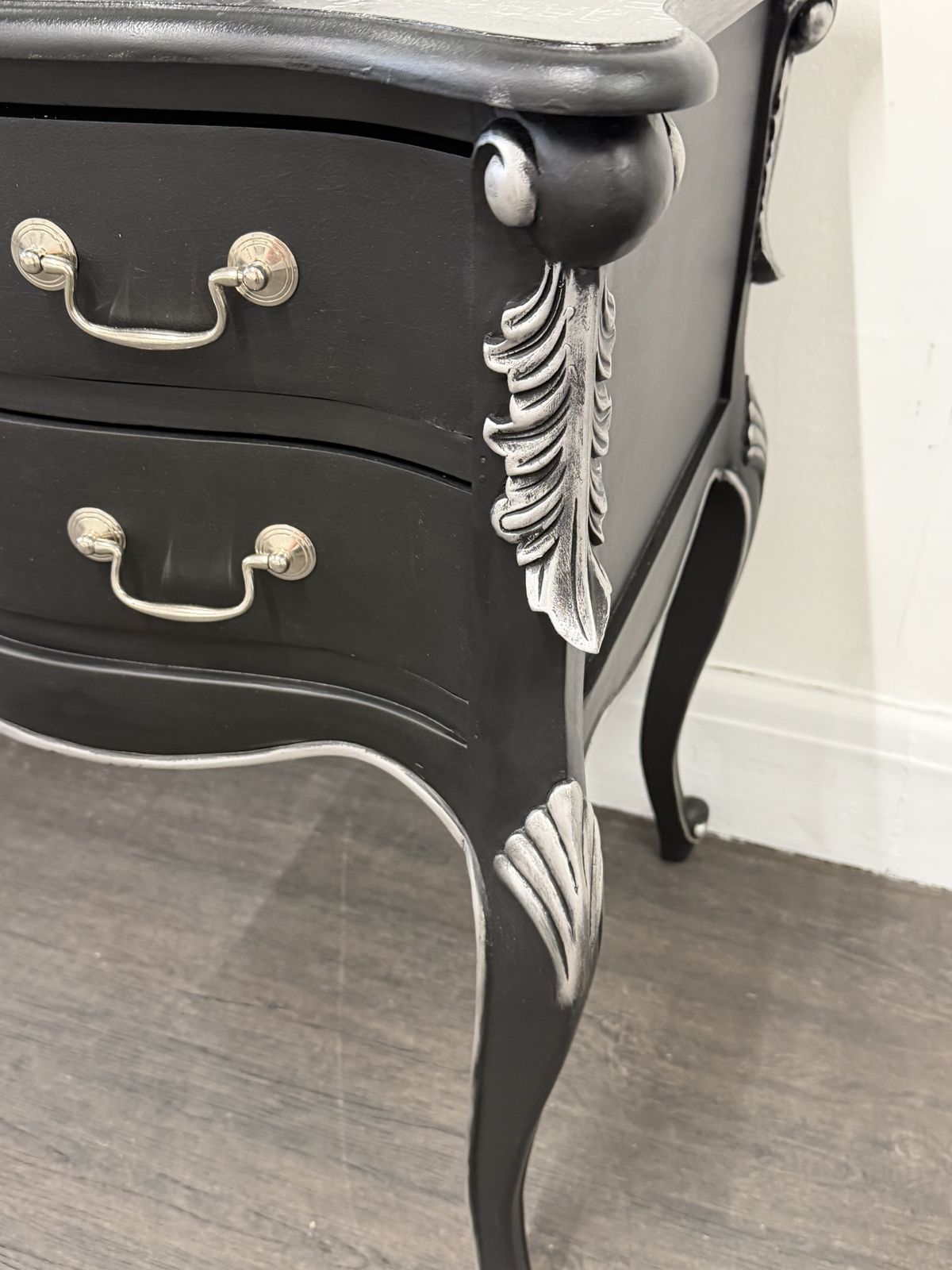 black and silver dressing table Olympus Navy Blue Dressing Table With Stool & Mirror: French Style Vanity