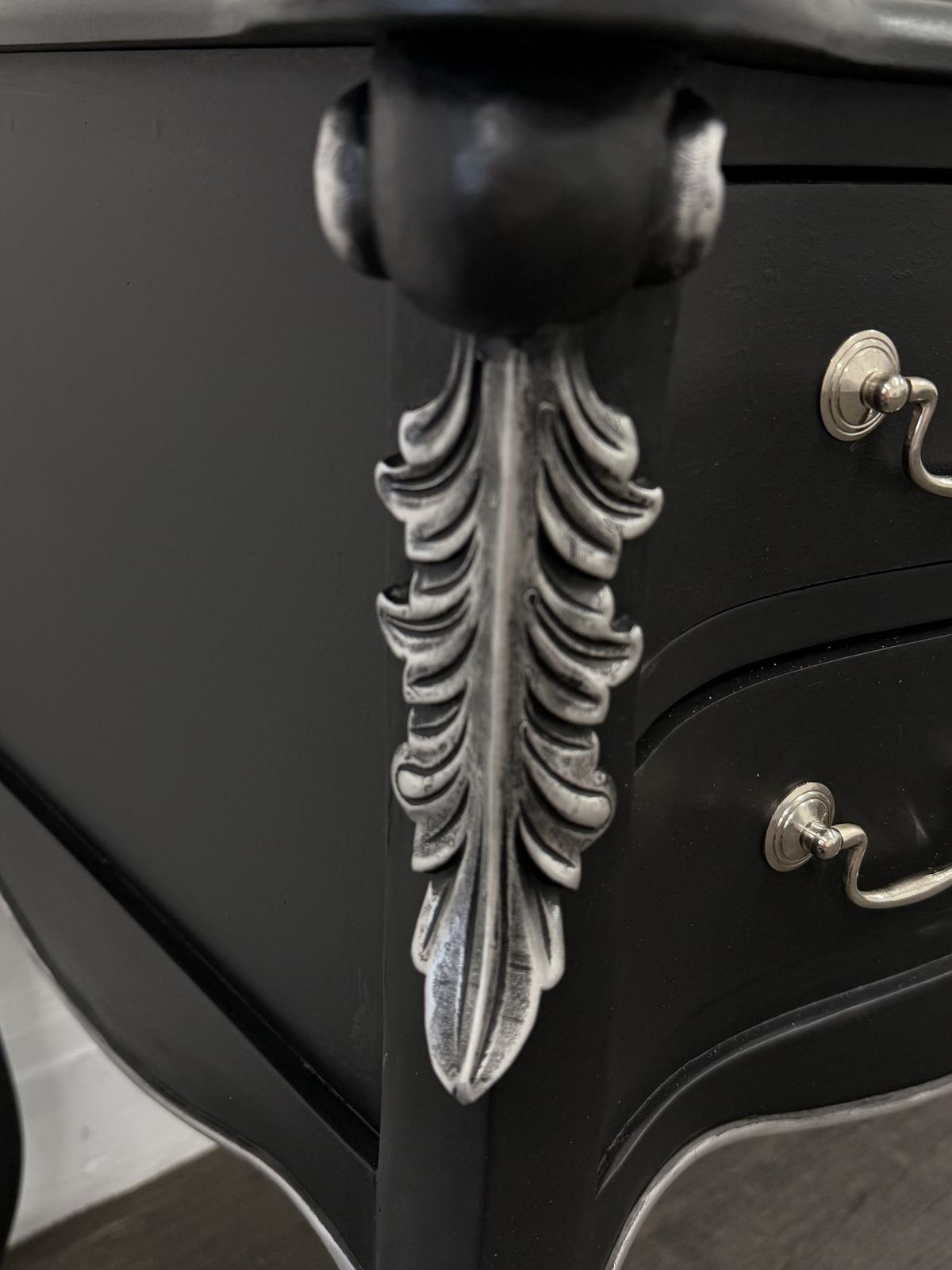 black and silver dressing table Olympus Navy Blue Dressing Table With Stool & Mirror: French Style Vanity