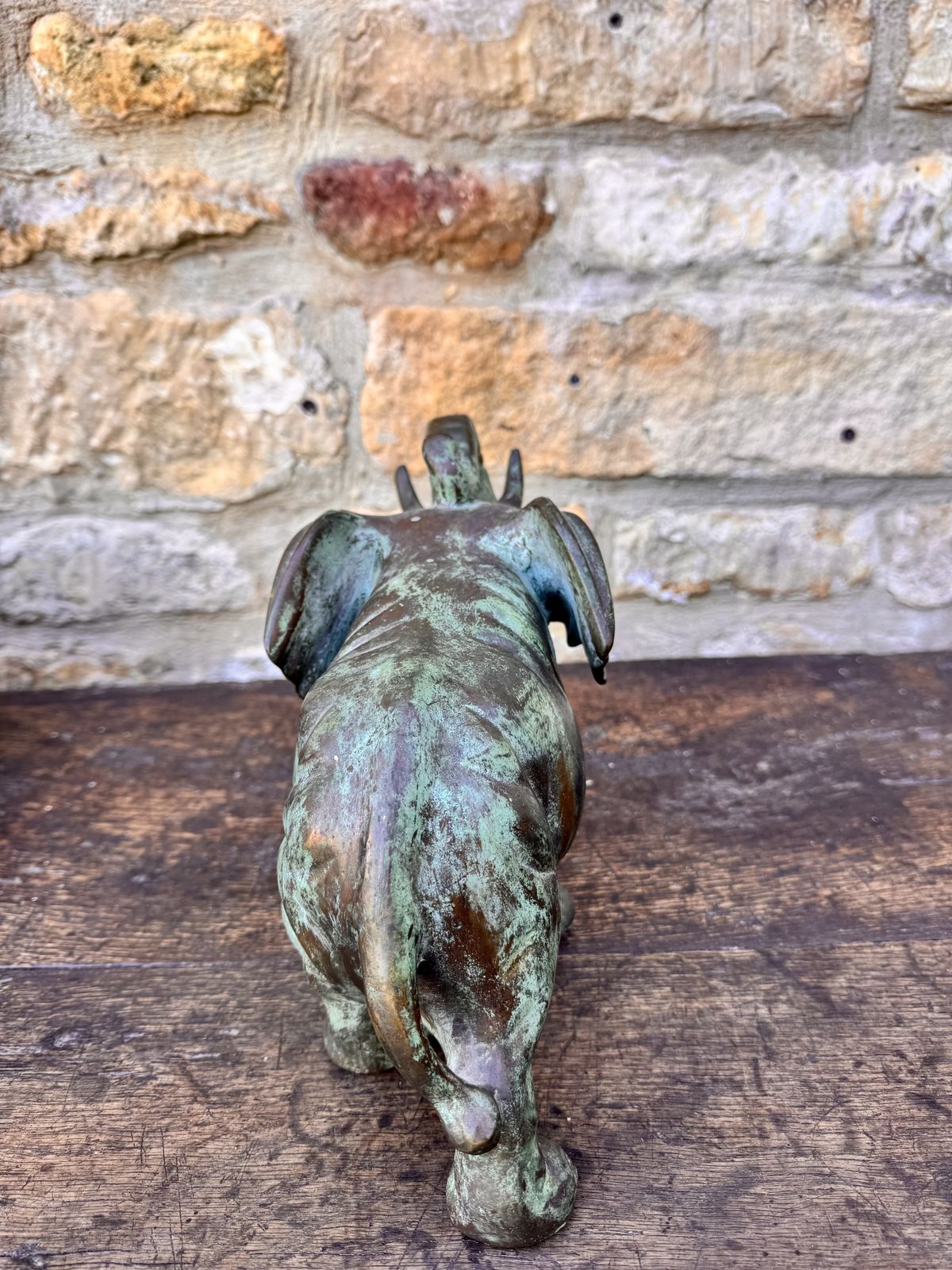 Vintage Bronze Elephant Figurine With Verdigris Patina photo 3600.0
