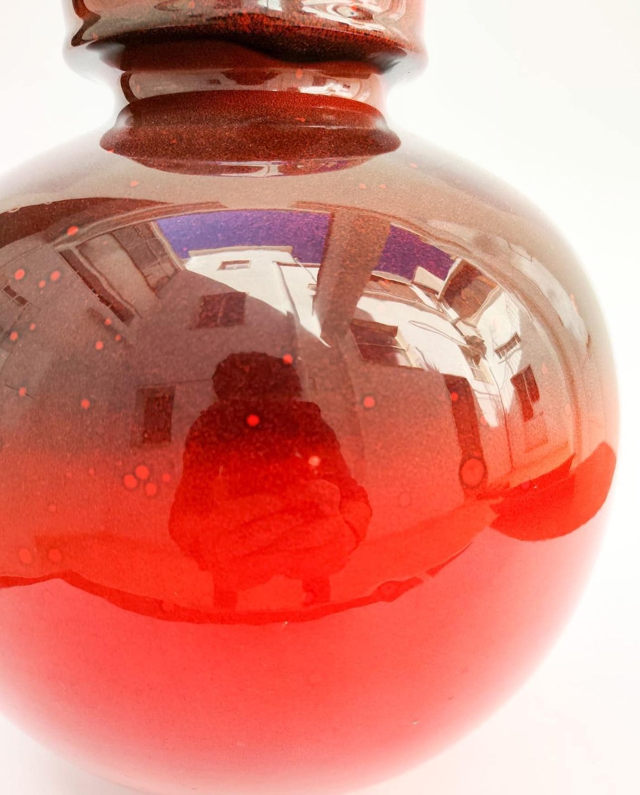 Ernestine Salerno Vintage Red Ceramic Vase, Italian Design, 70s, Spherical, 32 Cm photo Home Decor