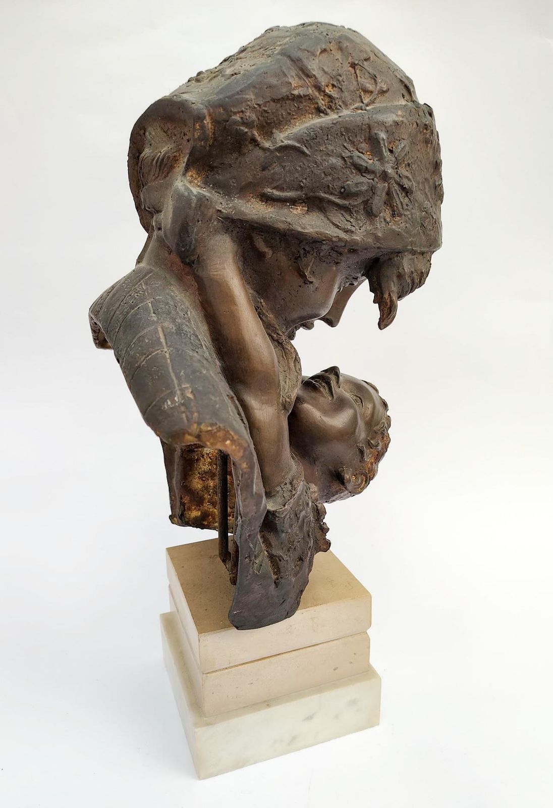 Antonio Merente Bronze Sculpture Maternity On A Vintage Marble Base From The 1970s photo Art