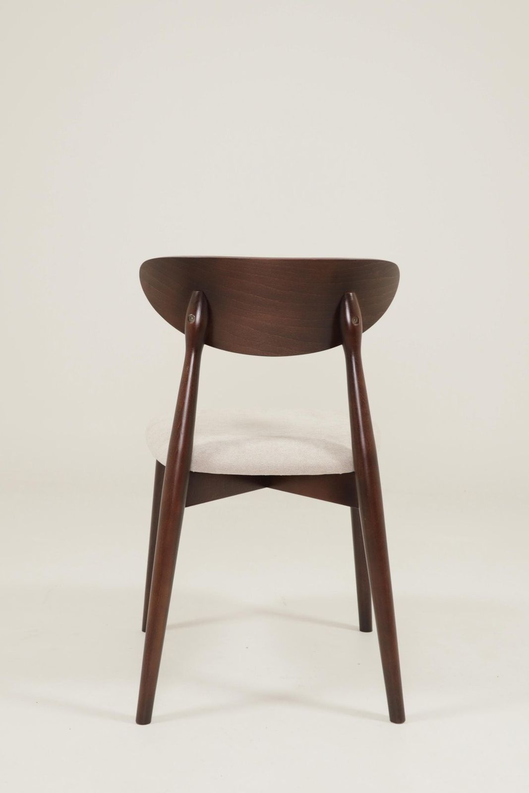 Modern Set Of 6 Dining Chairs, Ecru Farbic And Dark Walnut Beech Wood photo Furniture
