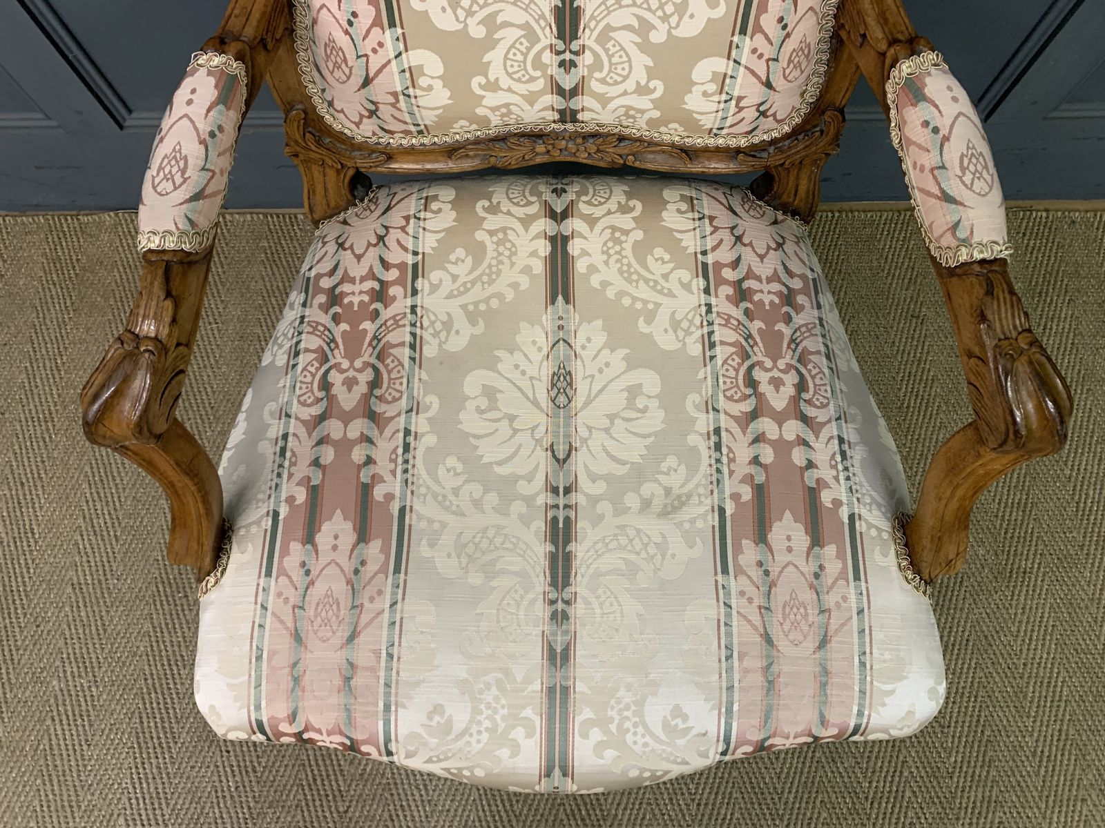 Furniture Pair Of French Carved Walnut Armchairs photo