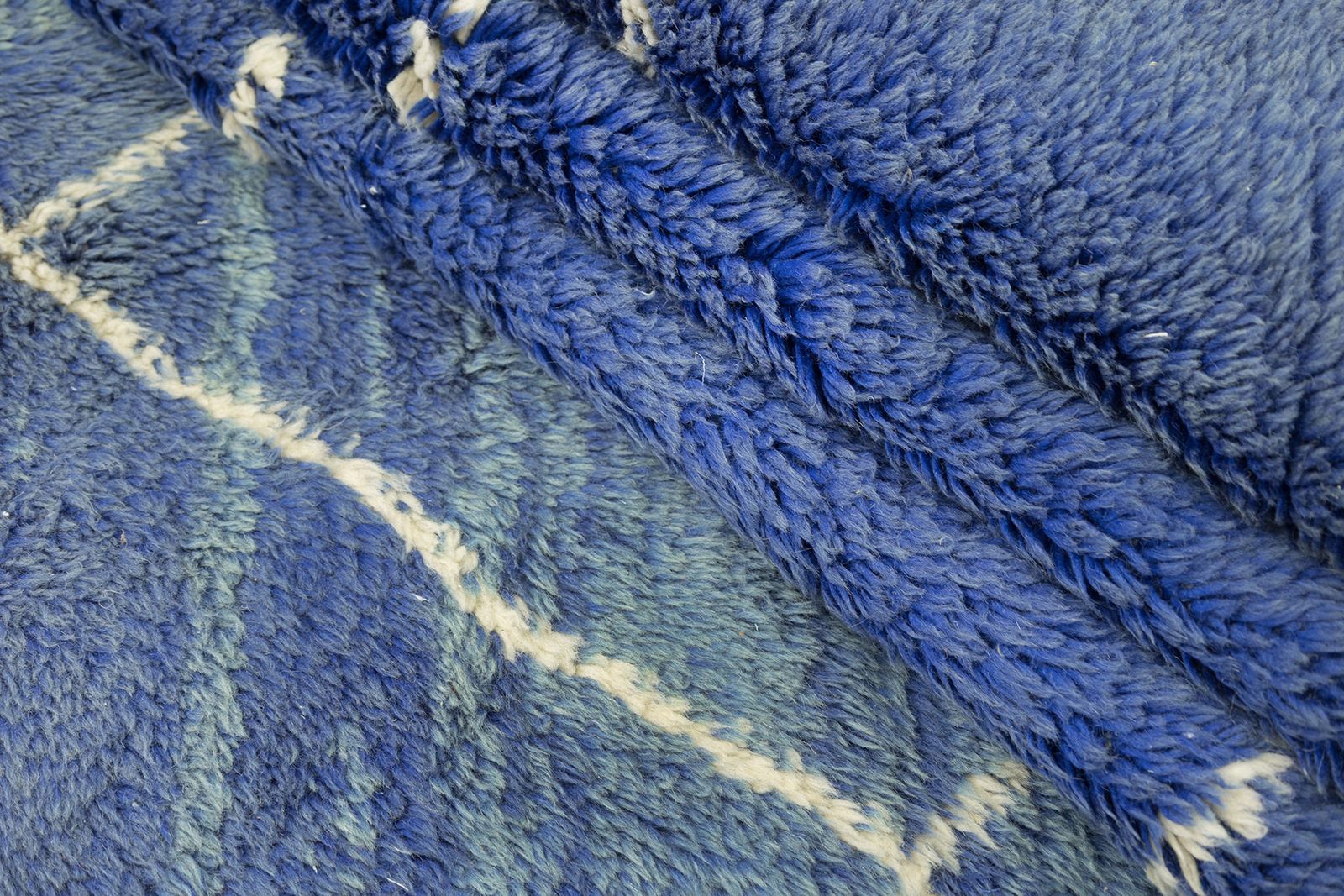Moroccan Rug, 351 × 302 Cm, Blue And Ivory Diamond Pattern photo buy