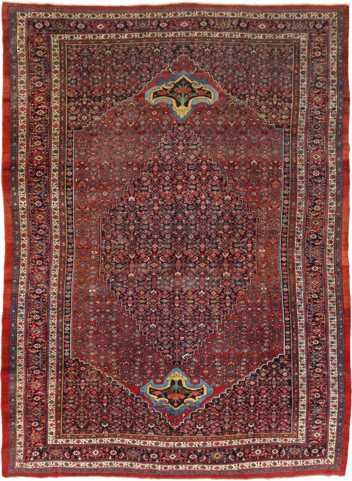 Antique Bijar Rug, 1890, 467 × 335 Cm, Deep Red And Navy