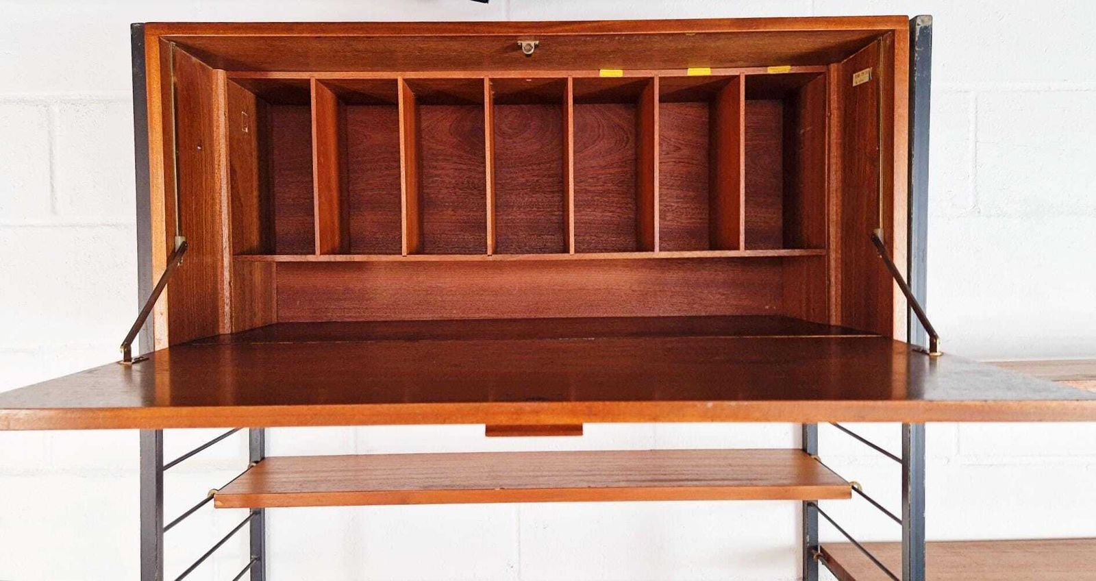 Staples Ladderax Vintage 1960s Mid Century 2 Bay Danish Design Cabinet Sideboard Shelf System Pg160 photo vinterior