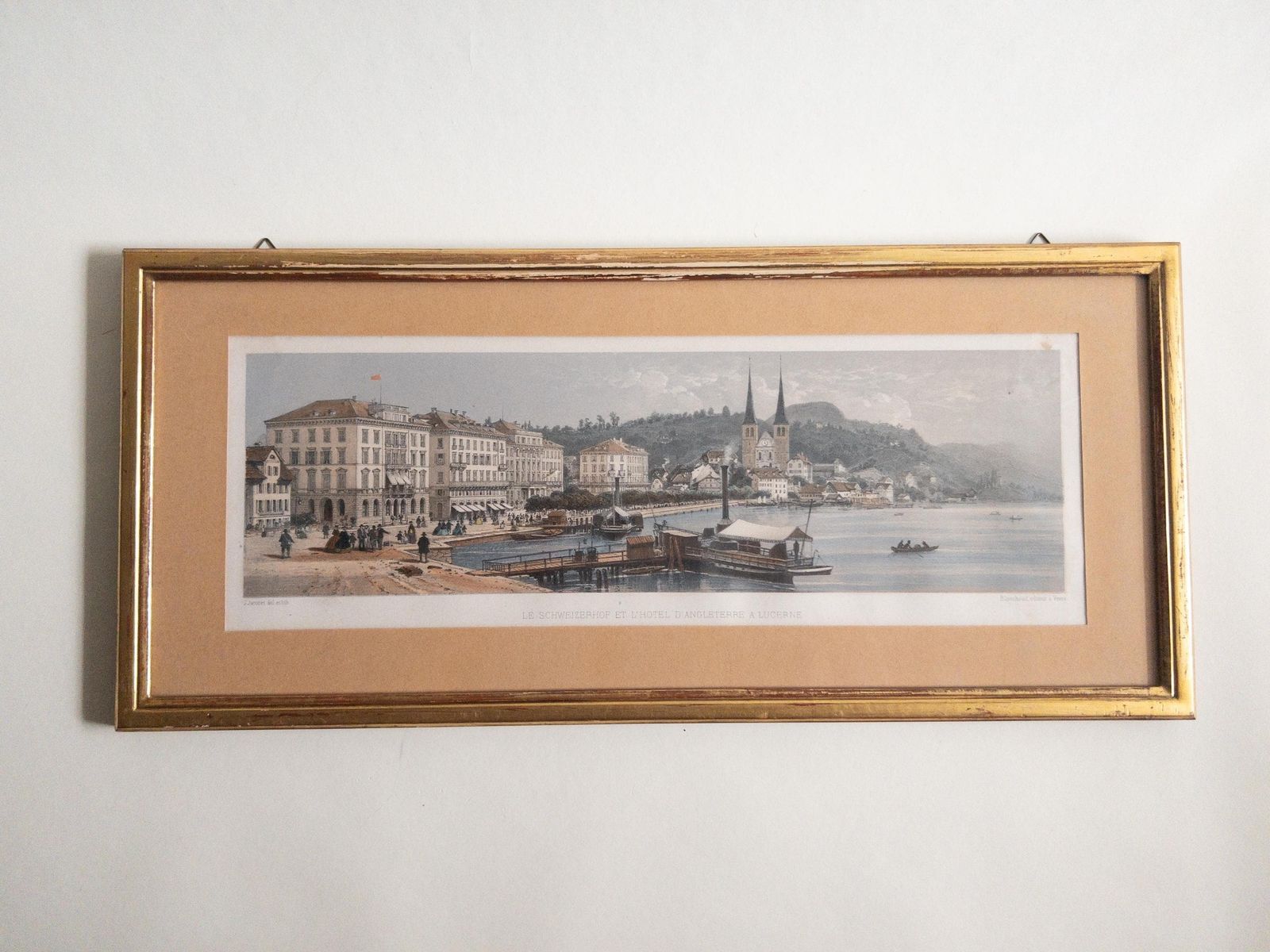 Lithographies suisses rares de Lucerne par Jean Jacottet, édition Blanchoud, années 1960, art vintage encadré, paire photo Art