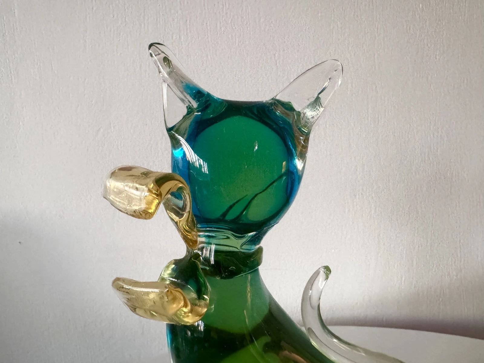 50s Alfredo Barbini Murano Cat Green Ombre photo vintage