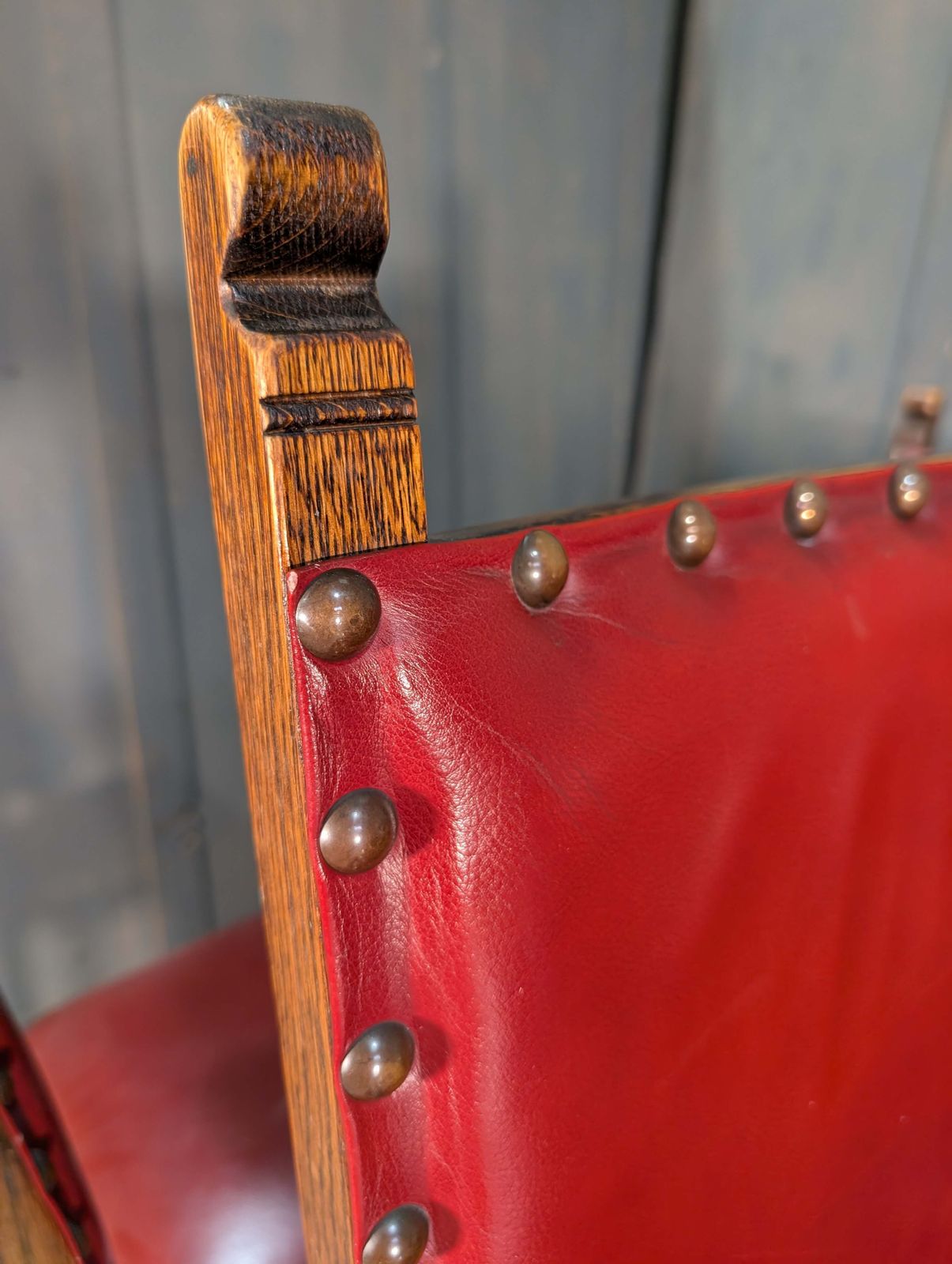 1550’s Style From The 1950’s Six Leather Upholstered Dining Chairs photo Furniture