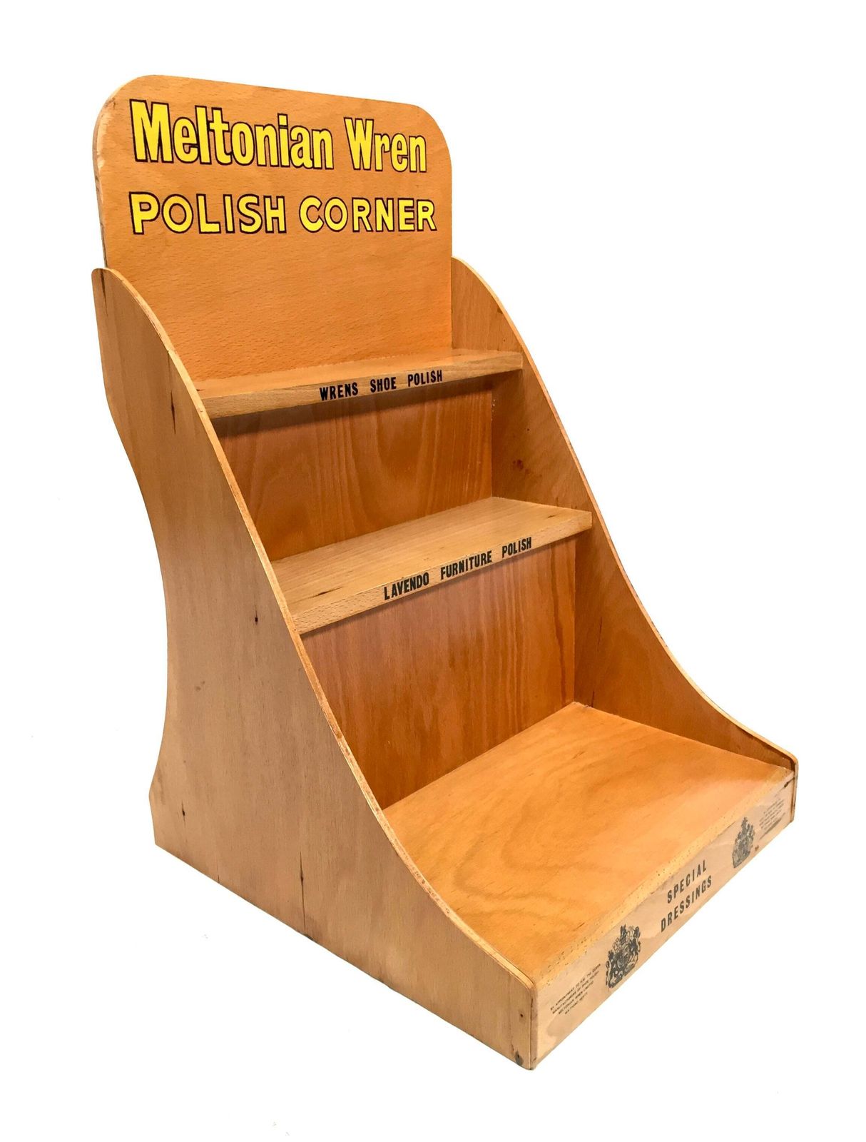 Vintage Advertising Tabletop Shop Display Stand For Meltonian Wren Shoe Polish photo furniture