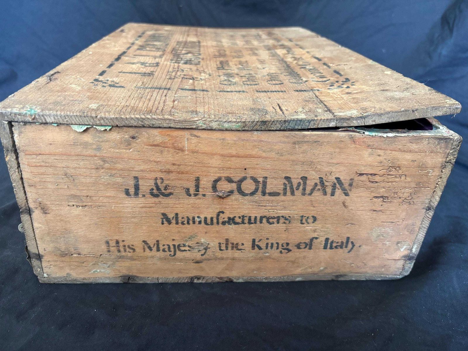 Home Decor Antique Colman's Mustard Wooden Box Shop Display With Tins And Jars photo