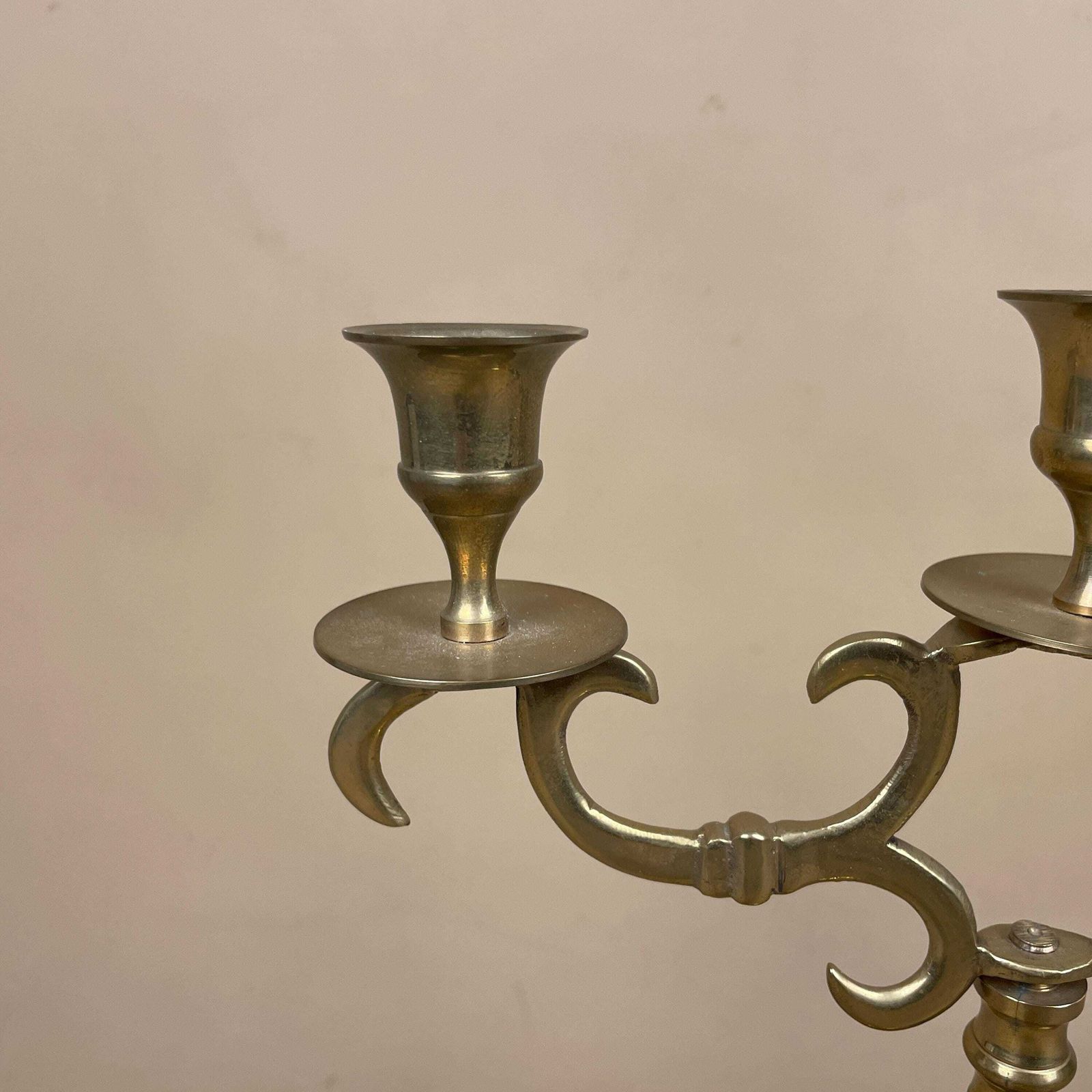 Candelabra Gold Solid Brass Metal Candlestick Holder Candle Stick Vintage Taper Dinner Candlesticks Ornate Pattern 3 Arms Table Top Antique photo 55.0