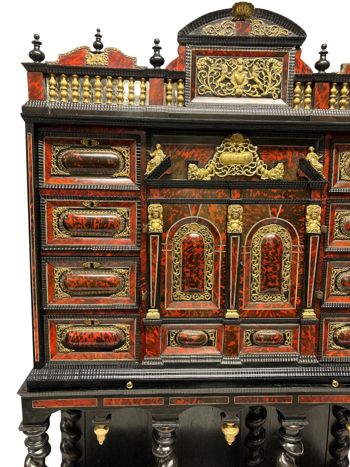 A Fine Late XVII Century Flemish Tortoiseshell Architectural Cabinet On Stand photo Furniture