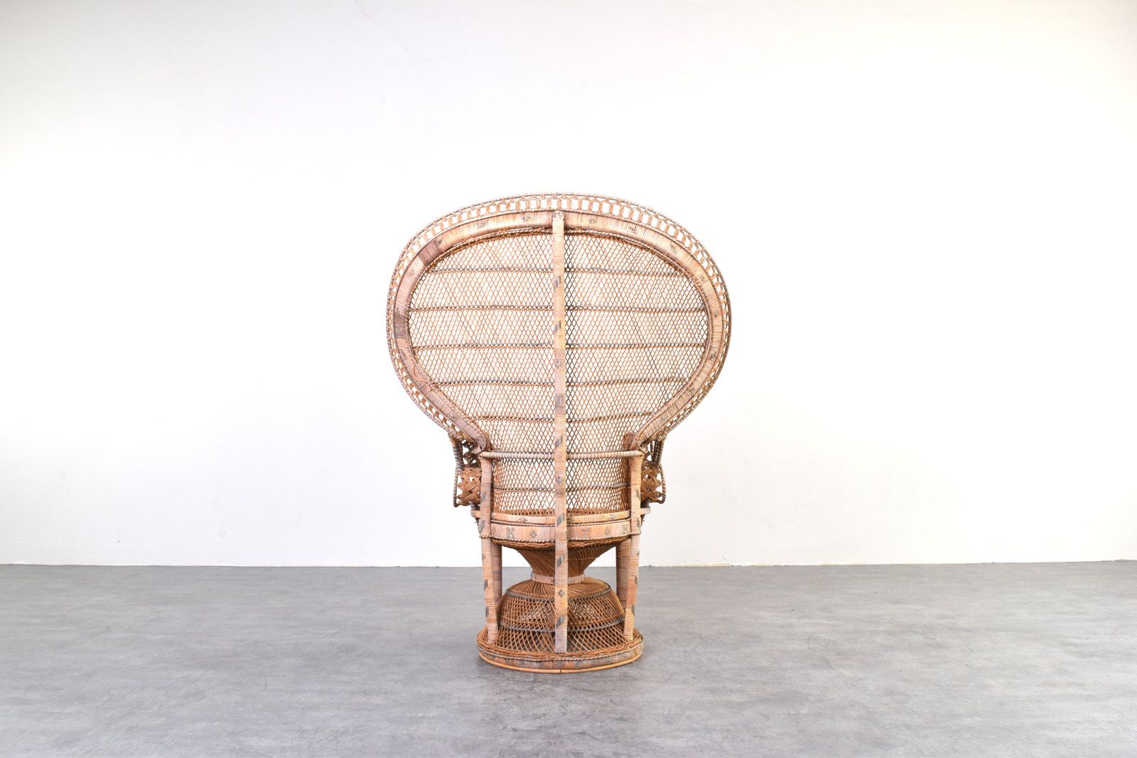 Mid Century Wicker Peacock Emmanuelle Chair From Kok Maison, 1970s photo Furniture