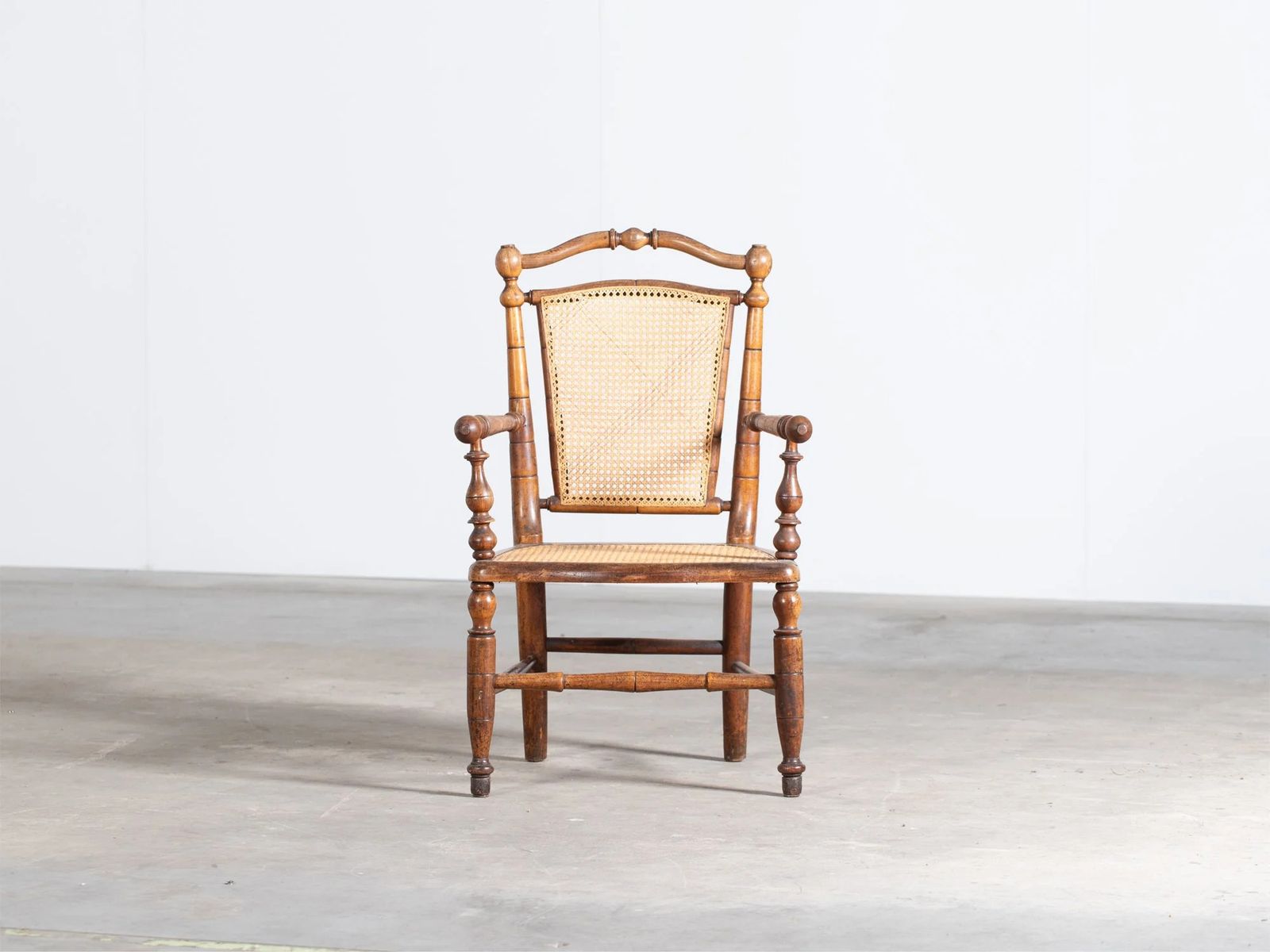 Caned Faux Bamboo Armchair, 1800s