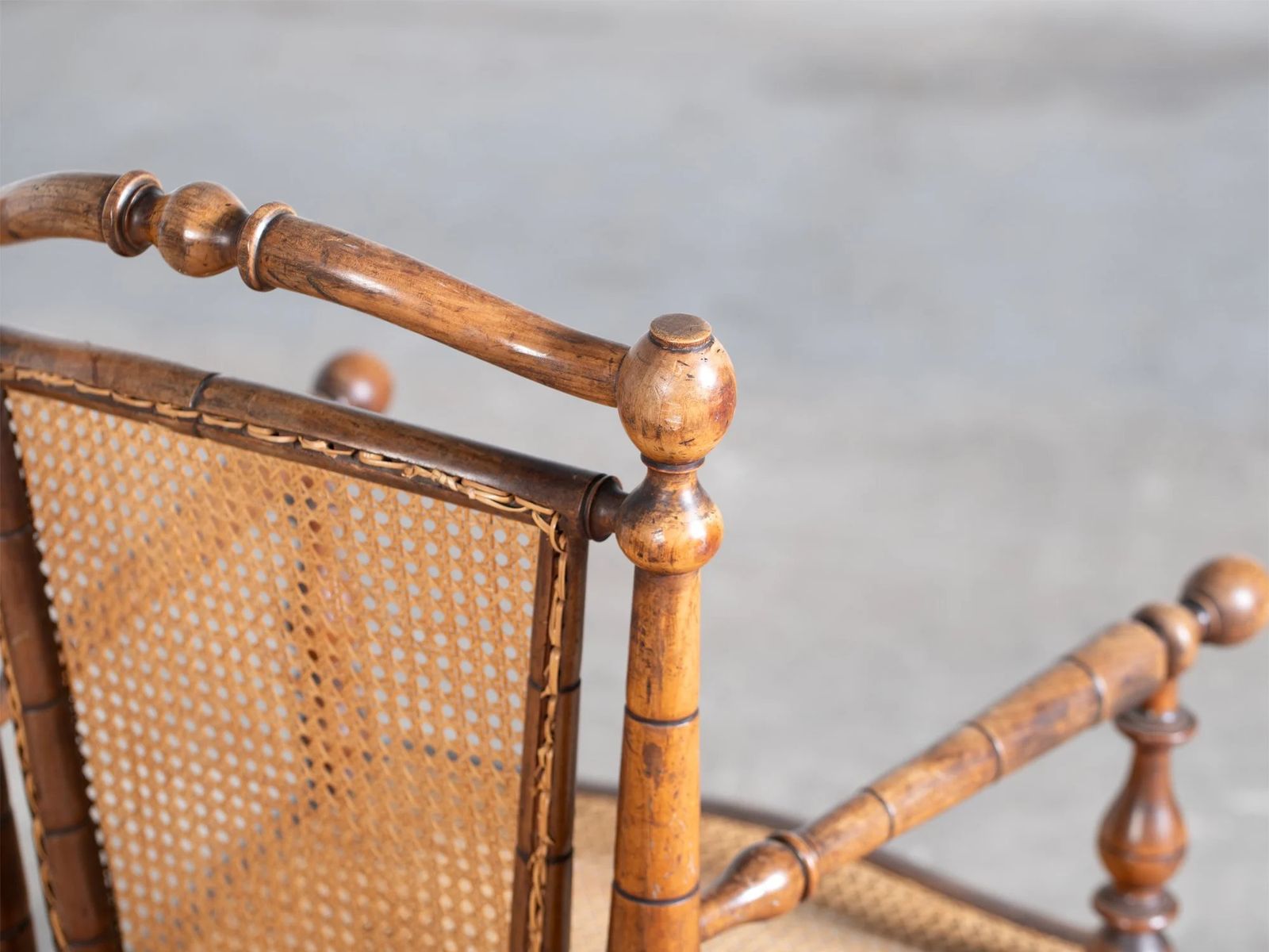 Caned Faux Bamboo Armchair, 1800s photo buy