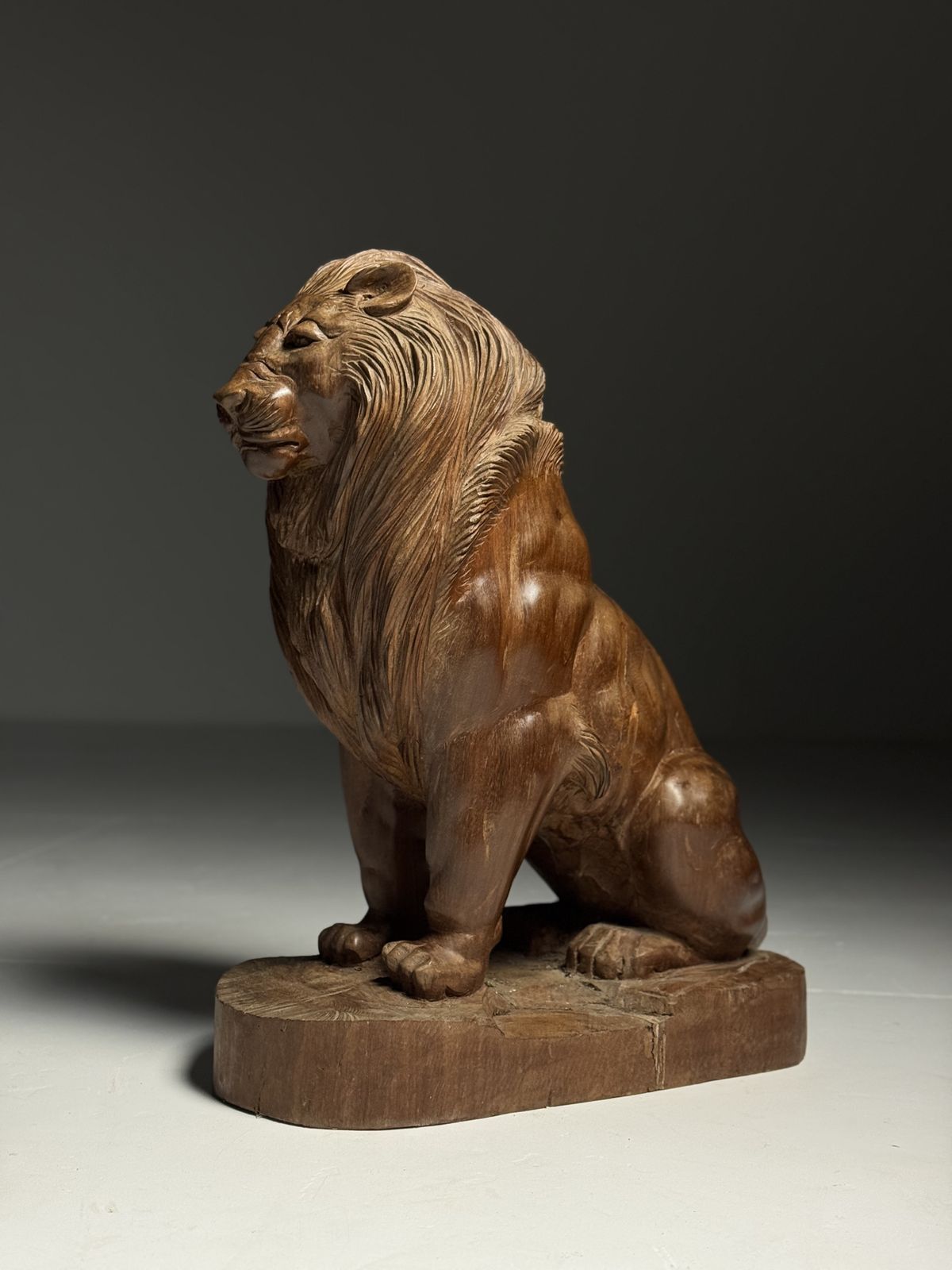 Woodcarving Statue Lion Asian, Late 20th Century