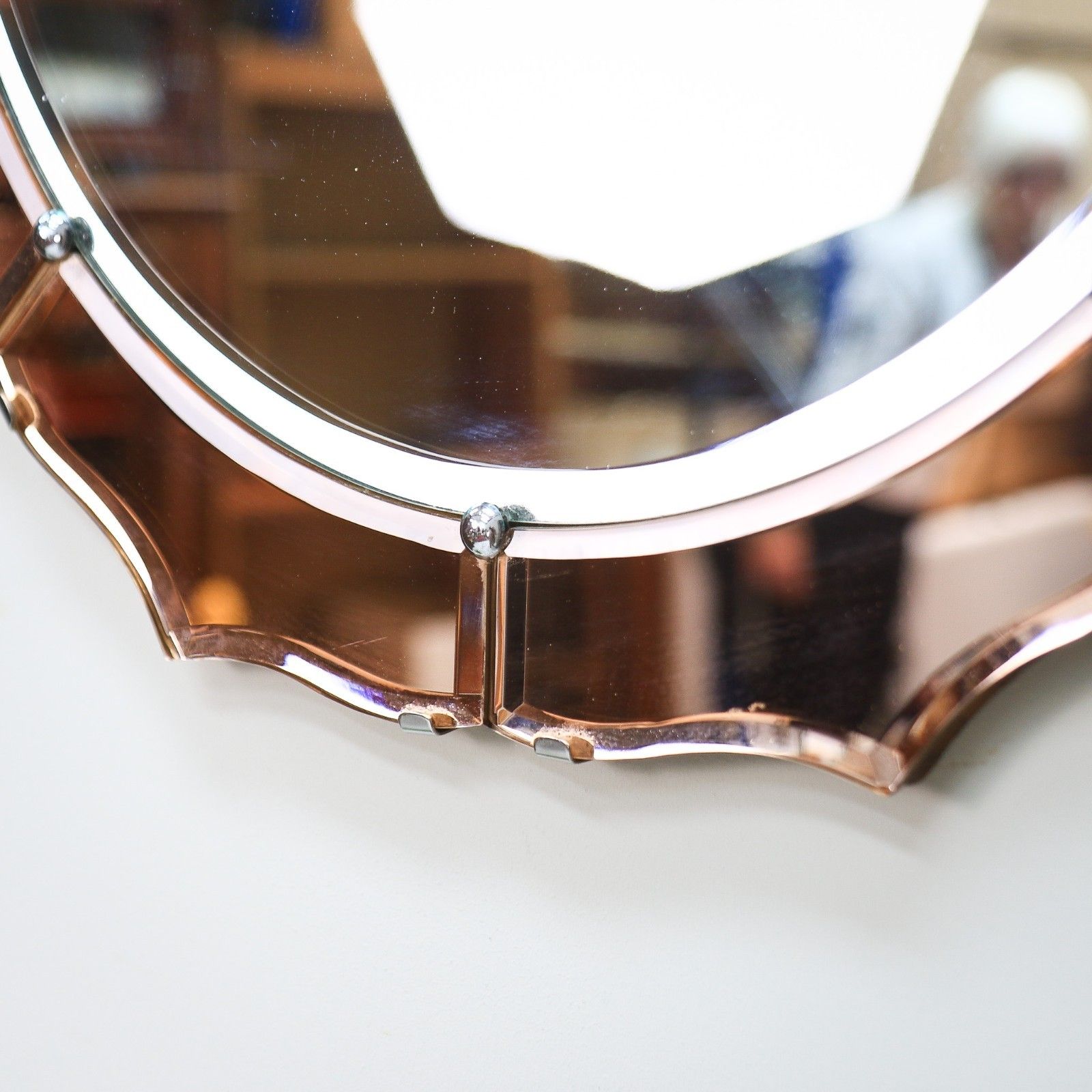photo furniture Art Deco Wall Mirror Round With Petal Shaped Bevelled Edge