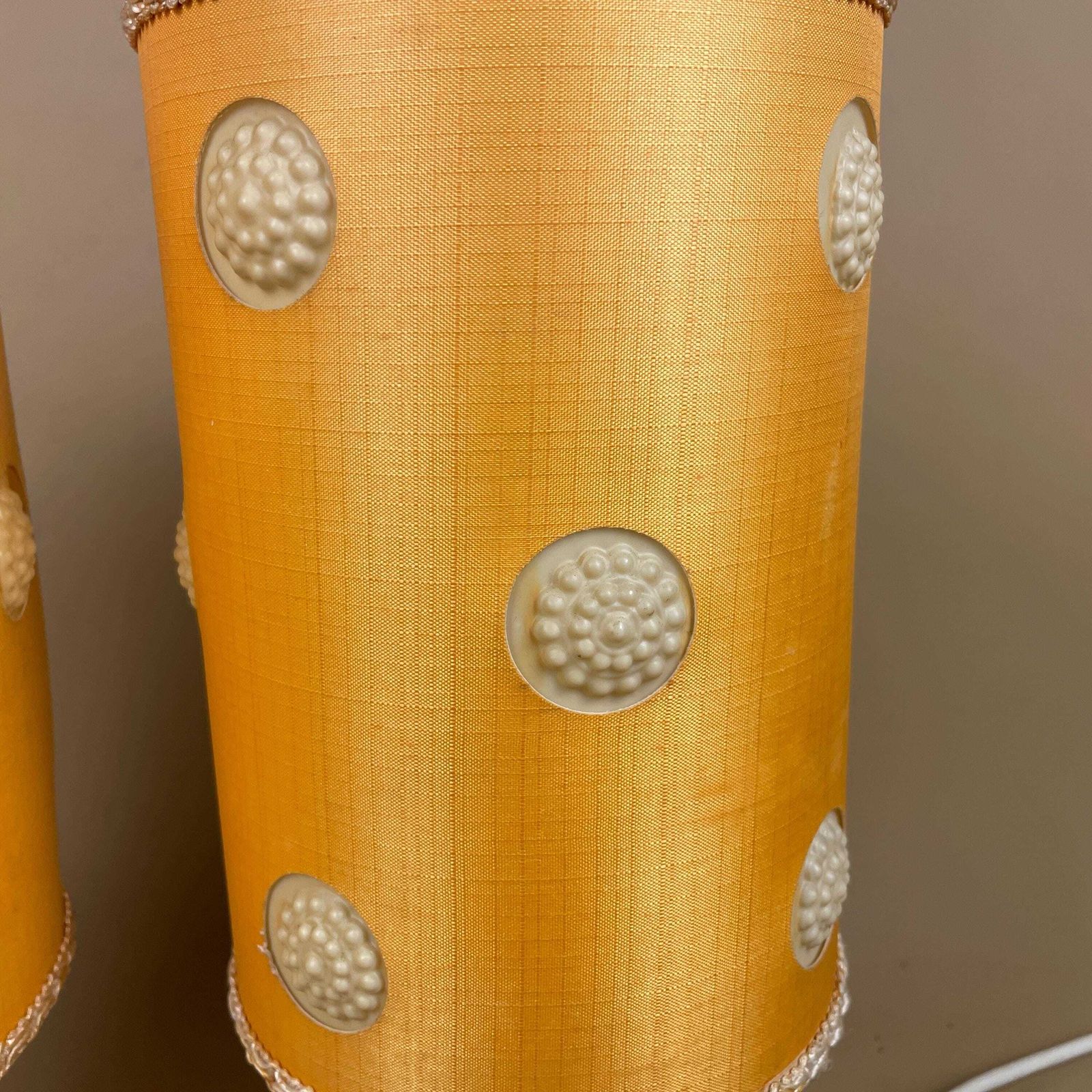 Onyx Marble Table Lamps Pair Yellow Shades Retro Bedside Lighting Alabaster Base Mid Century Decor Small Matching Lamp Set photo furniture