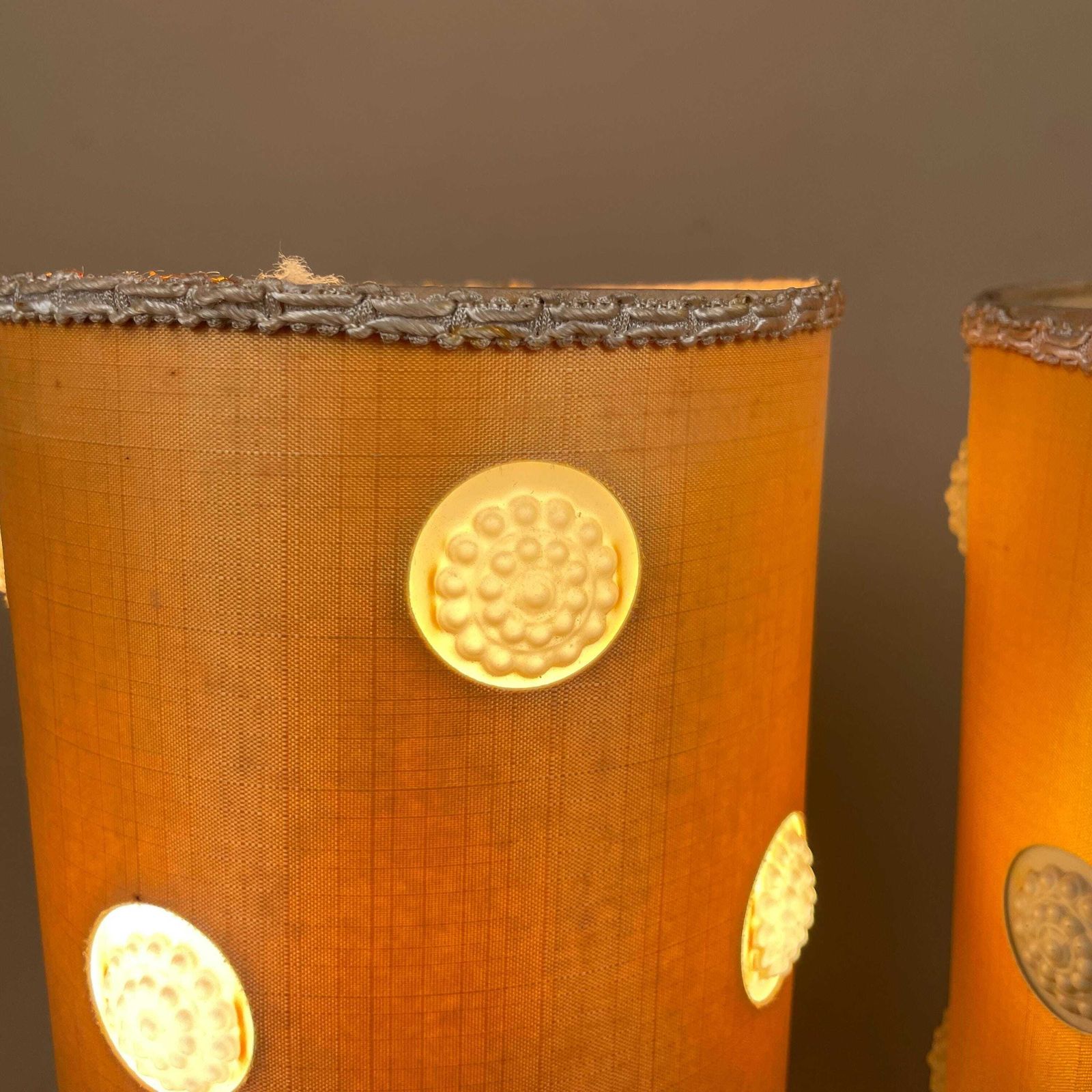 Onyx Marble Table Lamps Pair Yellow Shades Retro Bedside Lighting Alabaster Base Mid Century Decor Small Matching Lamp Set photo vinterior