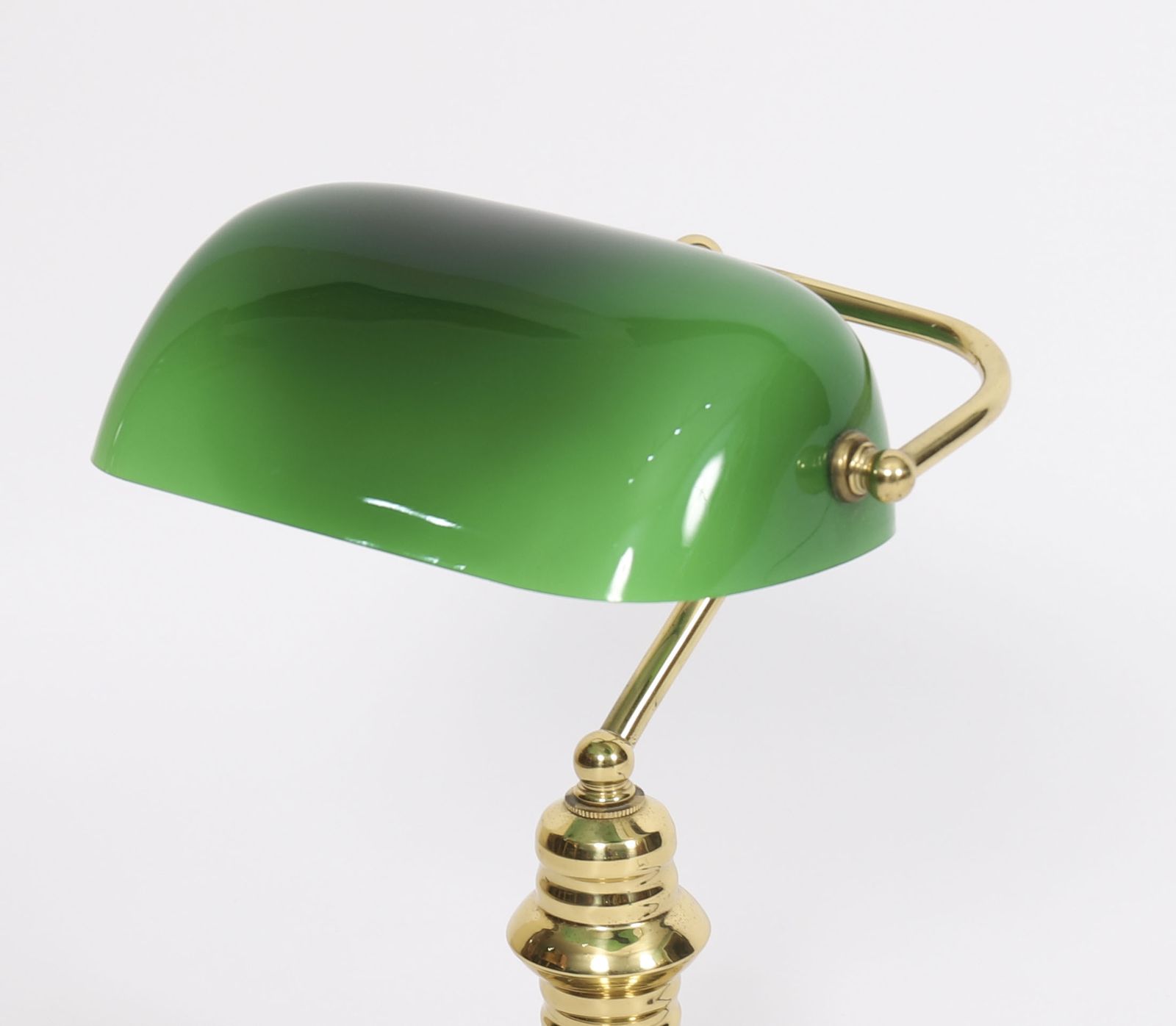 Vintage Articulated Green Glass Brass  Bankers Lamp 20th C photo Lighting