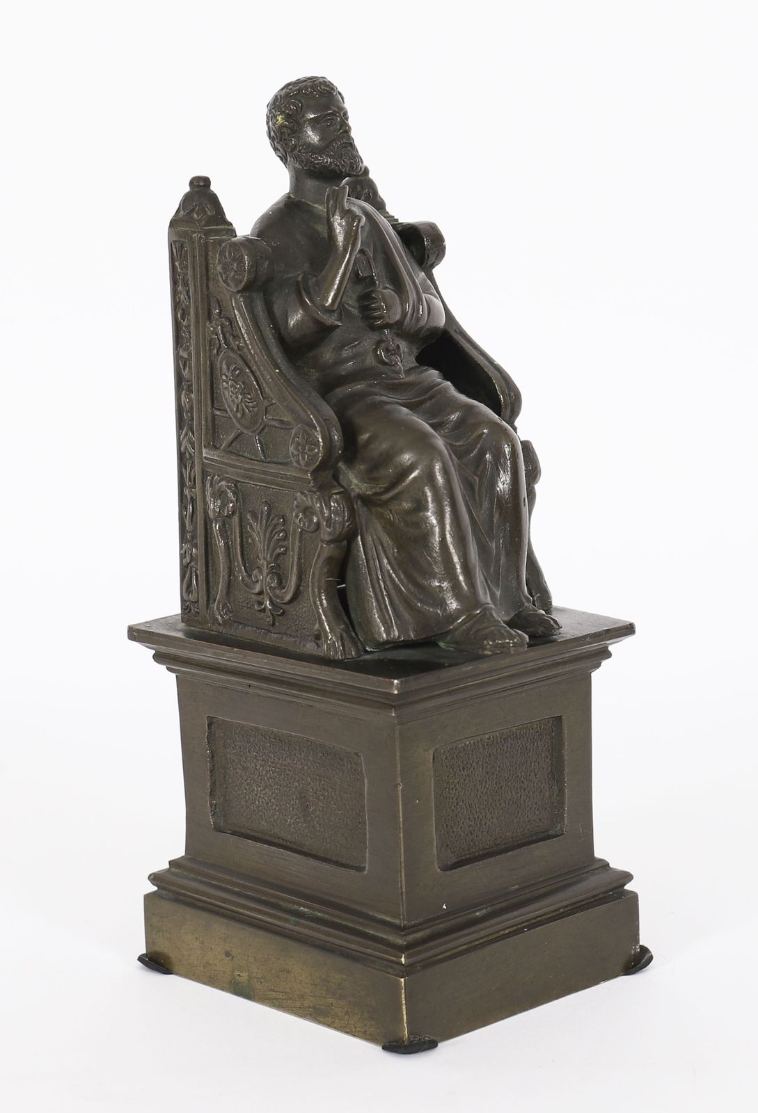 Antique Italian Grand Tour Patinated  Bronze Sculpture Of St Peter 19th Century photo furniture
