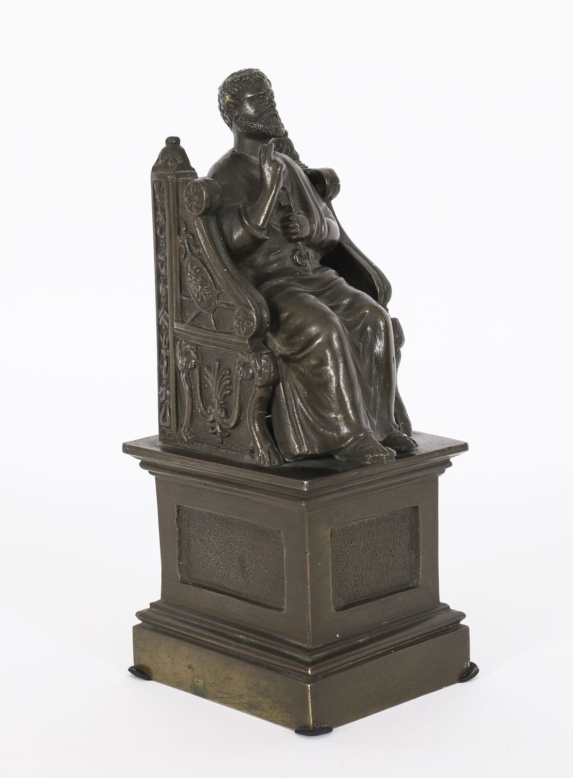 Antique Italian Grand Tour Patinated  Bronze Sculpture Of St Peter 19th Century photo Art