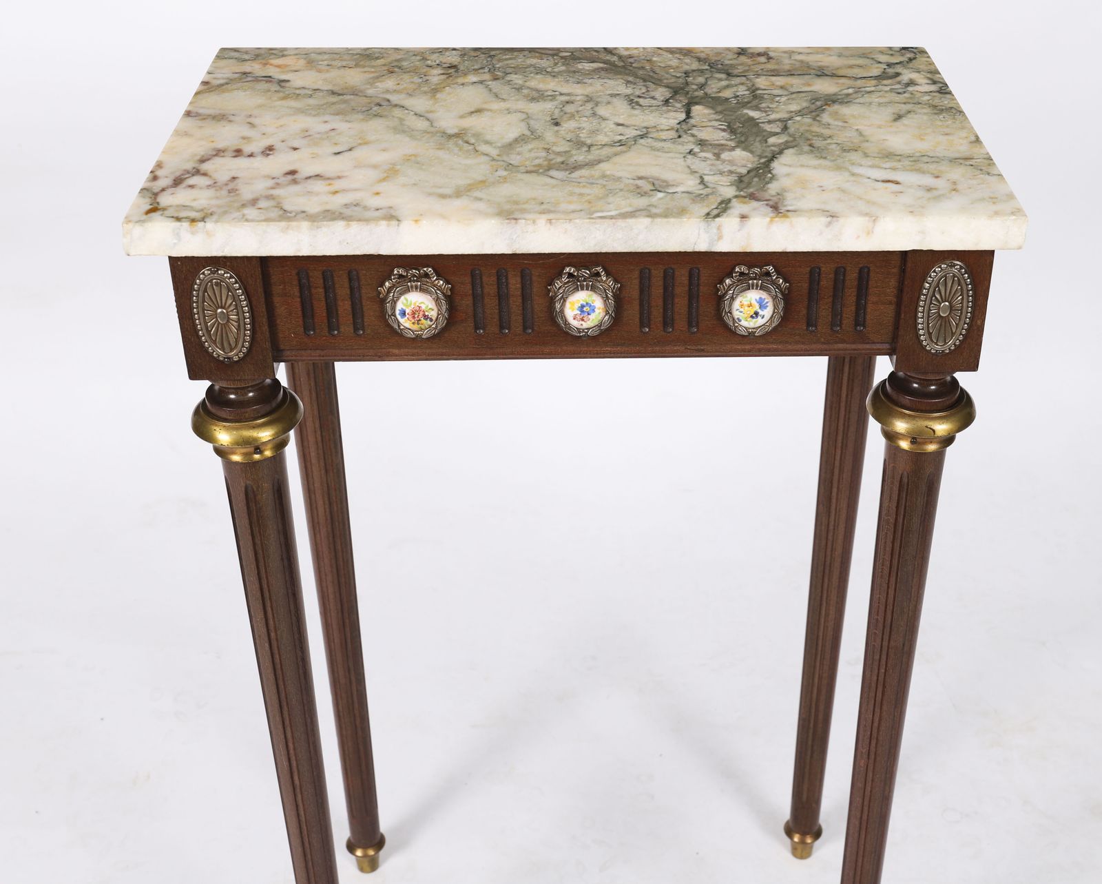 Antique Peite Console Sevres Plaques Marble Top 20th Century photo vintage