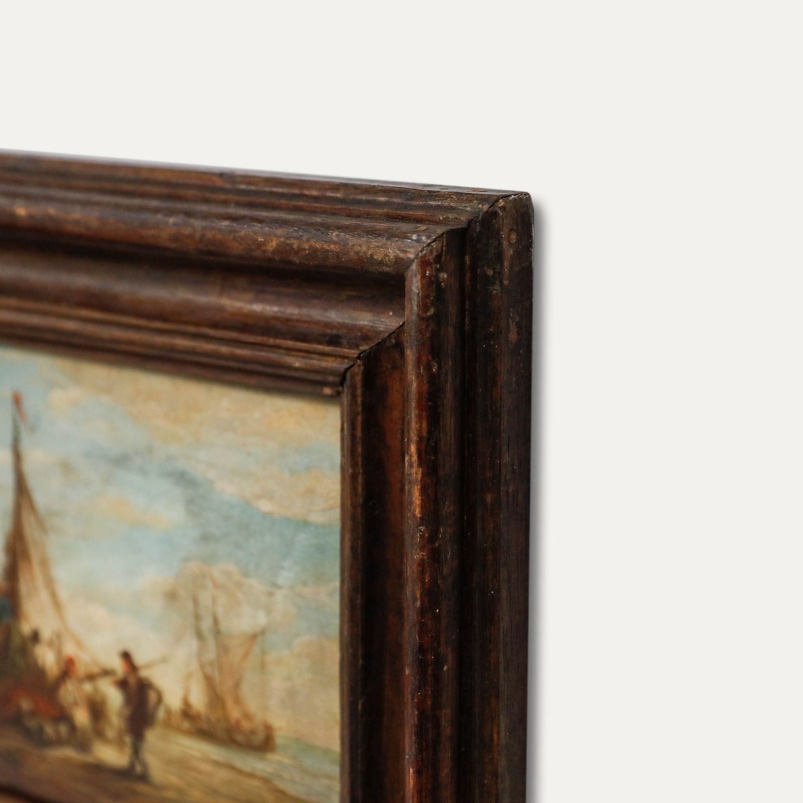 Framed 19th Century Oil Fishermen At Low Tide photo vinterior