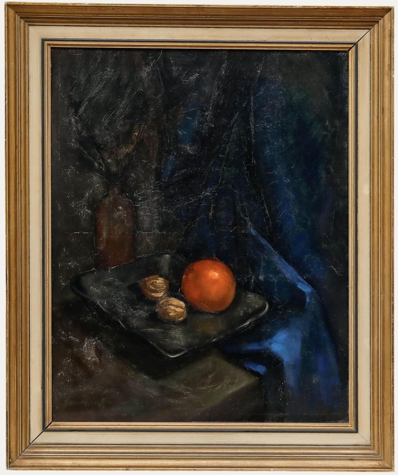 Jan Muller Framed Mid 20th Century Oil, Still Life With Orange And Walnuts